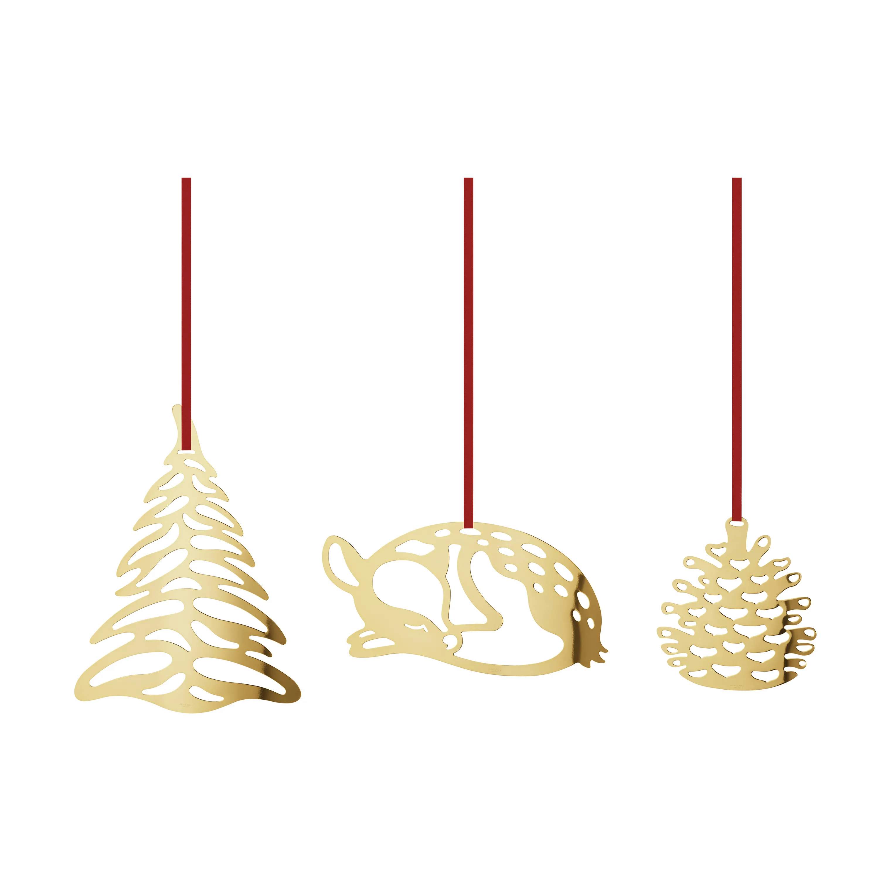 Georg Jensen Juleophæng Christmas Collectibles CC 2023 Juleornamenter - 3 stk. i Guldfarvet, 1