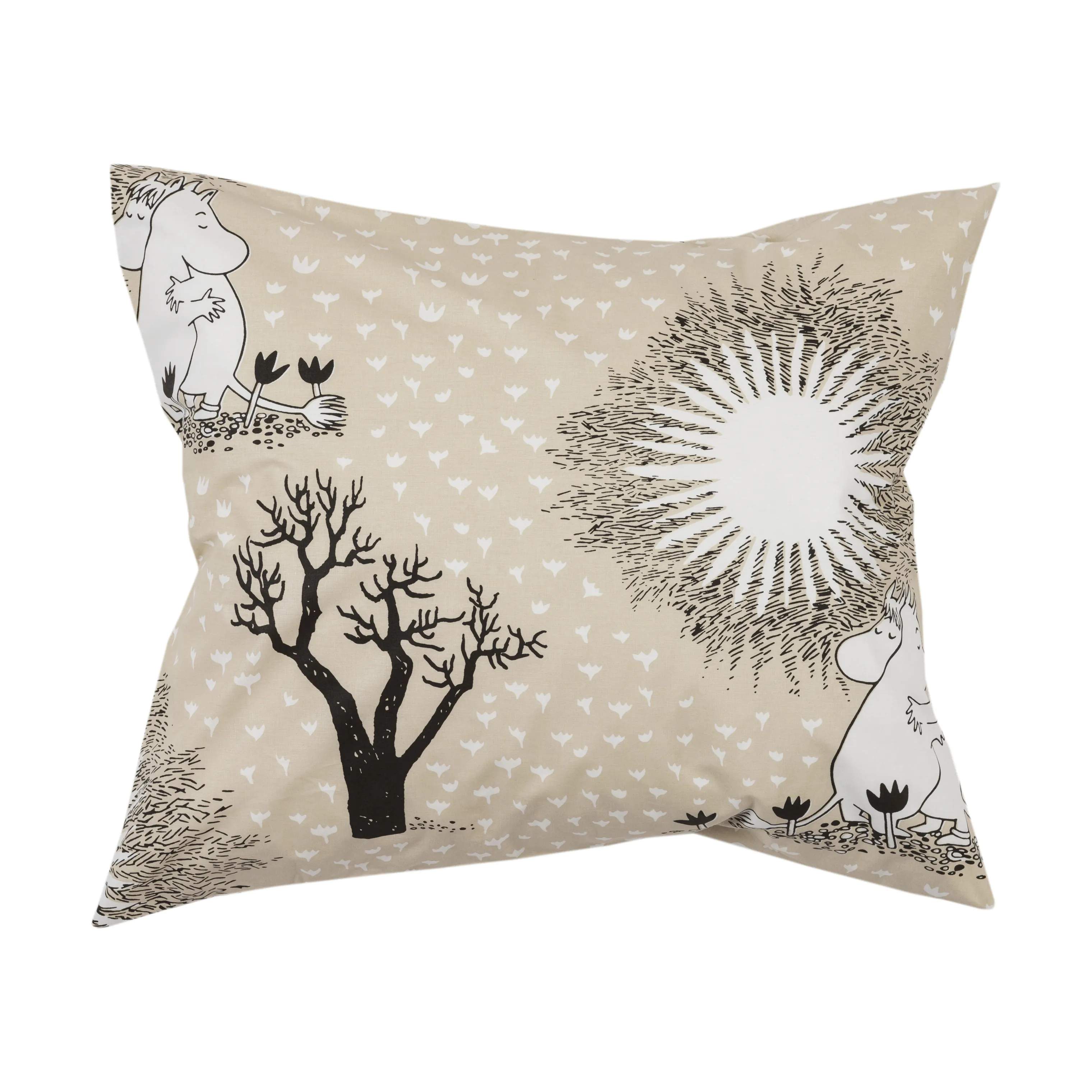 Moomin Arabia Hovedpudebetræk Kærlighed beige Love Beige Pudebetræk - Snorkfrøken og Mumitrold i B50 x L70 cm, 1
