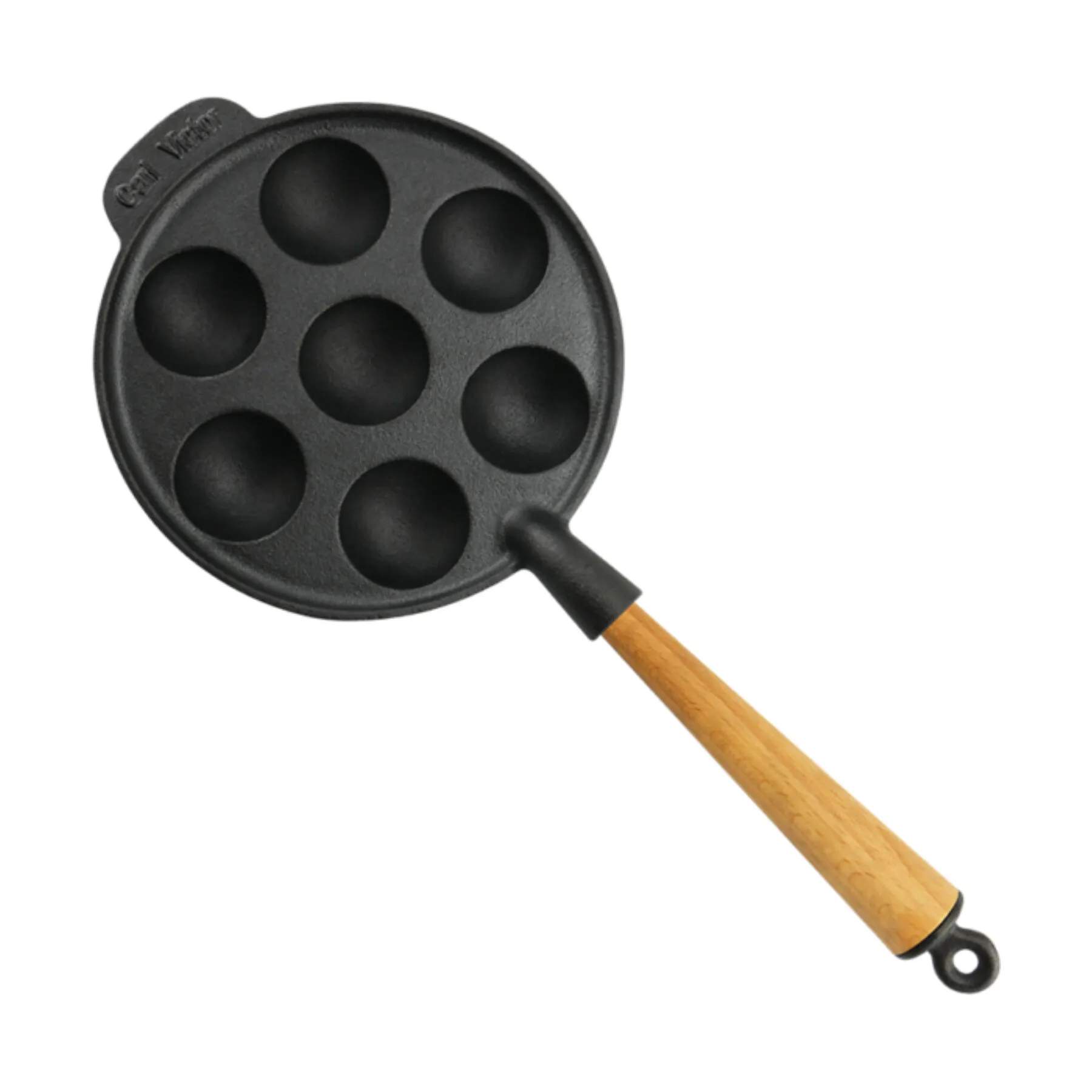 Carl Victor Æbleskivepander Æbleskivepande i Støbejern, Bøgetræ, 3
