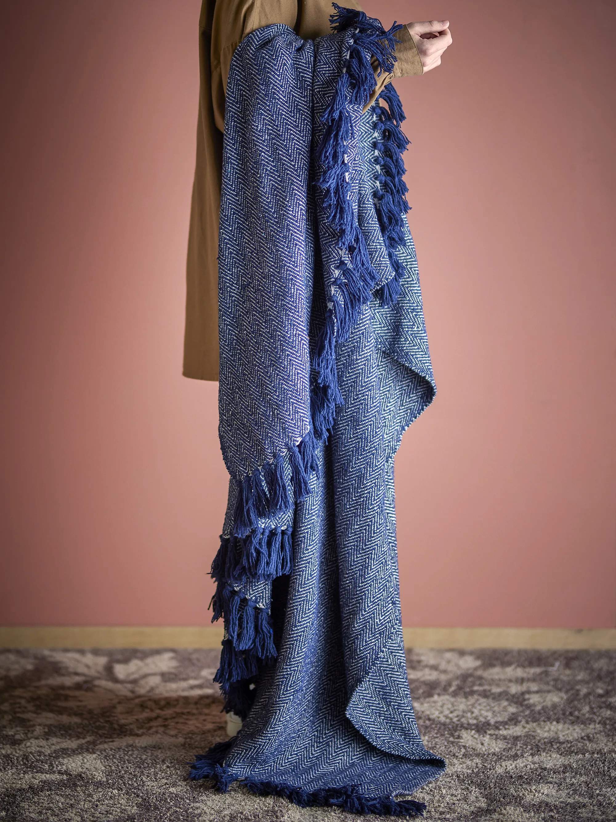 Creative Collection Plaider Herringbone Plaid i Blå, 2