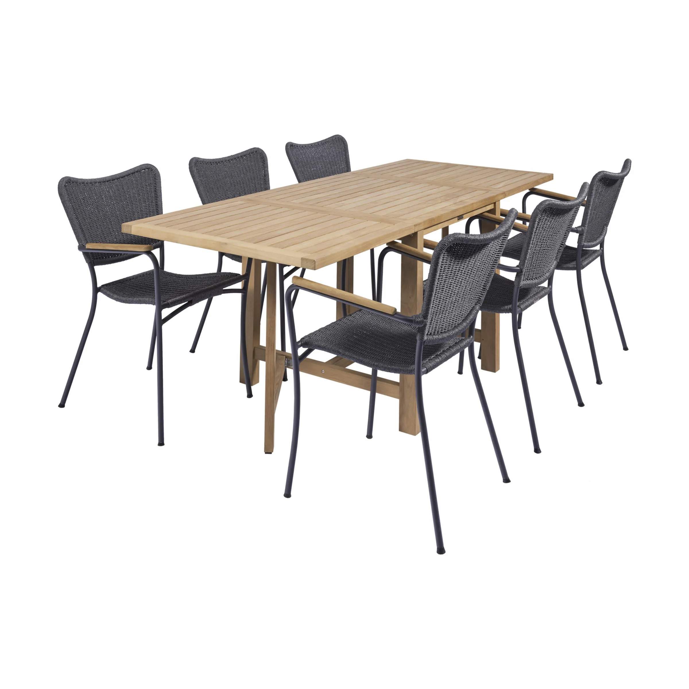 Cambridge Havemøbelsæt, antracit/teak 6 stole, large