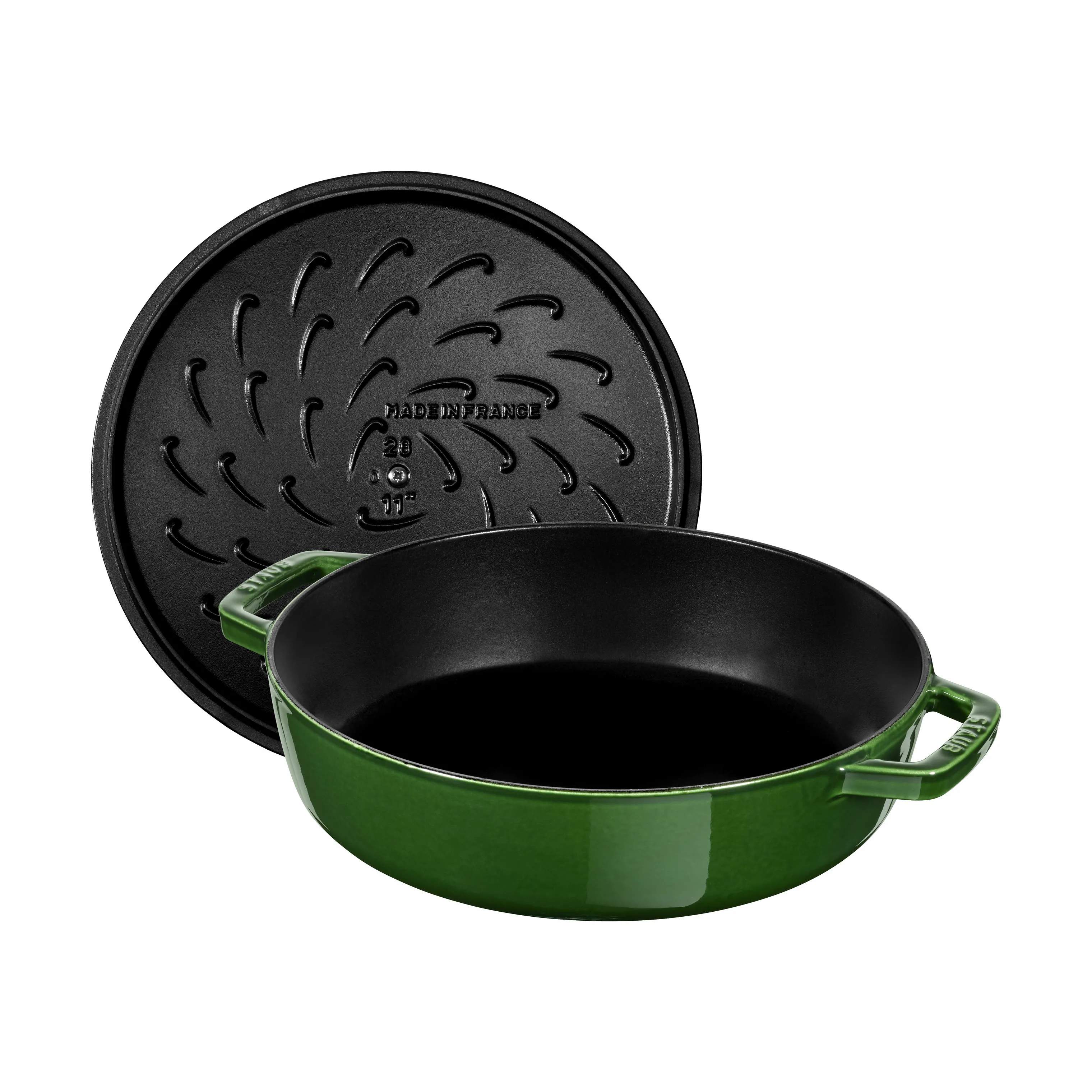 Staub Sauterpander Braisers Chistera Sauterpande i Basilikumsgrøn, 24 cm, 3