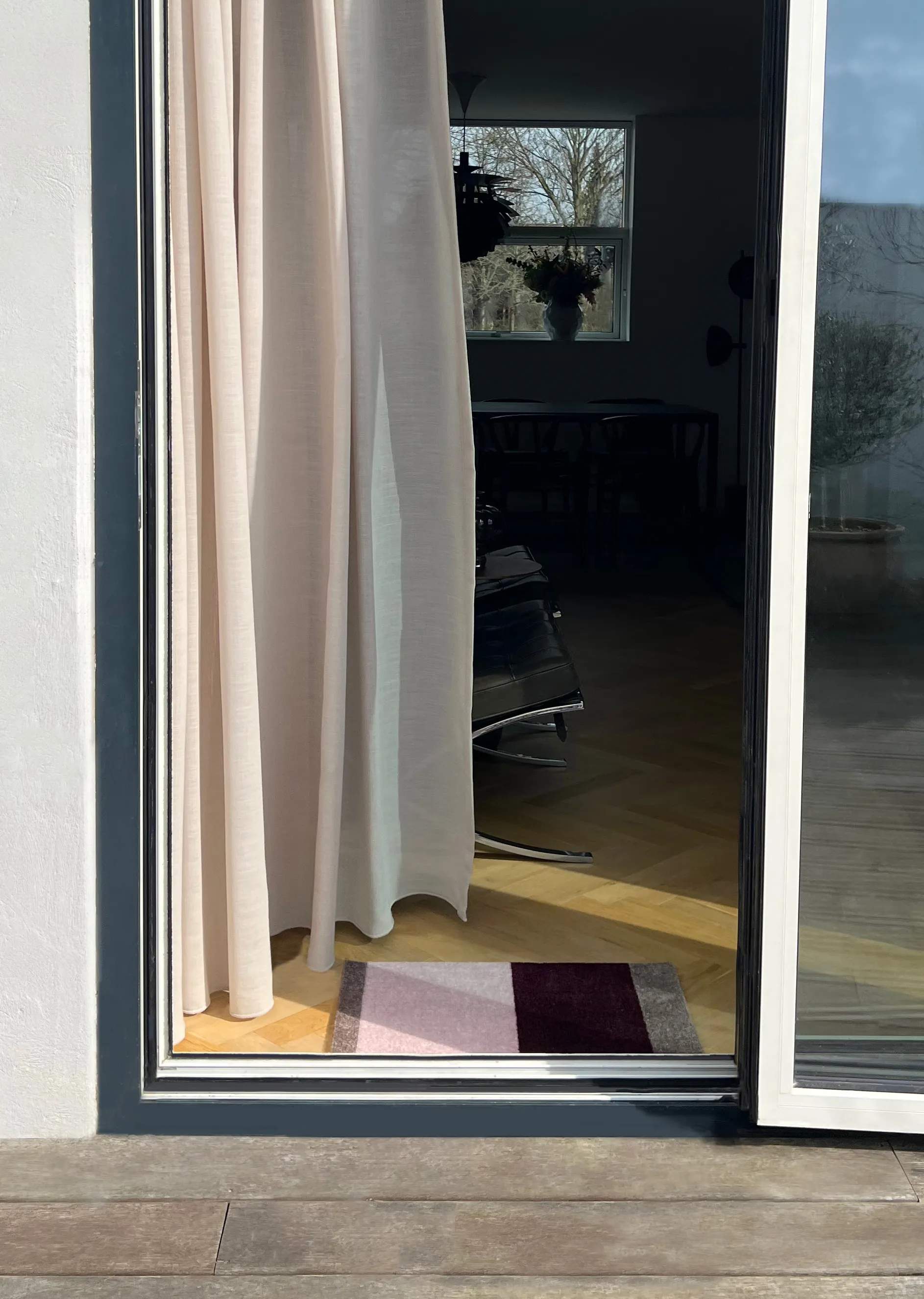 Tica Copenhagen Dørmåtter Stripes Horisontal Gulvmåtte i Bordeaux/Rosa/Sand, B40 x L60 cm, 2