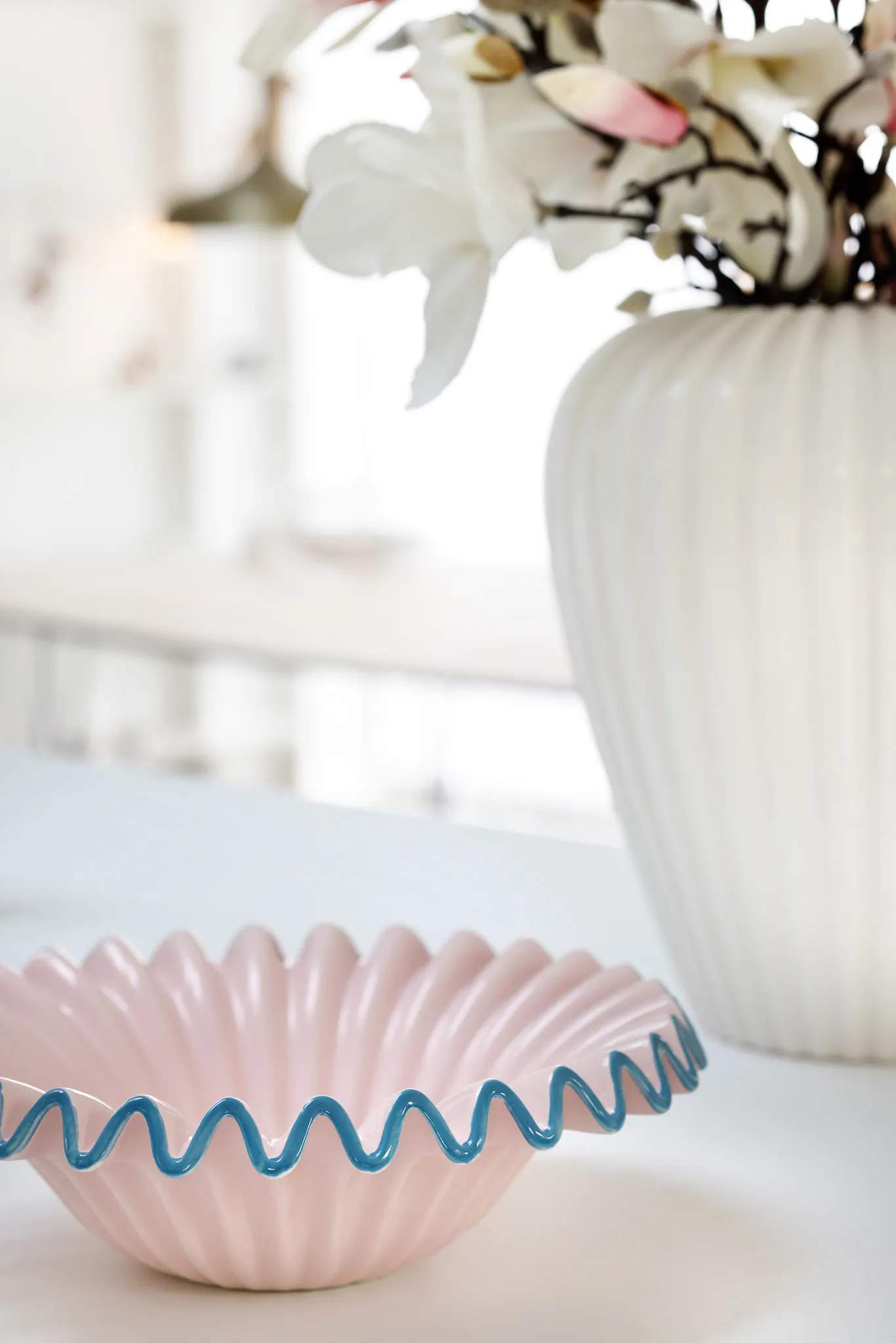 CASA Living Serveringsskåle Dekorationsskål i Sart rosa/blå, 2