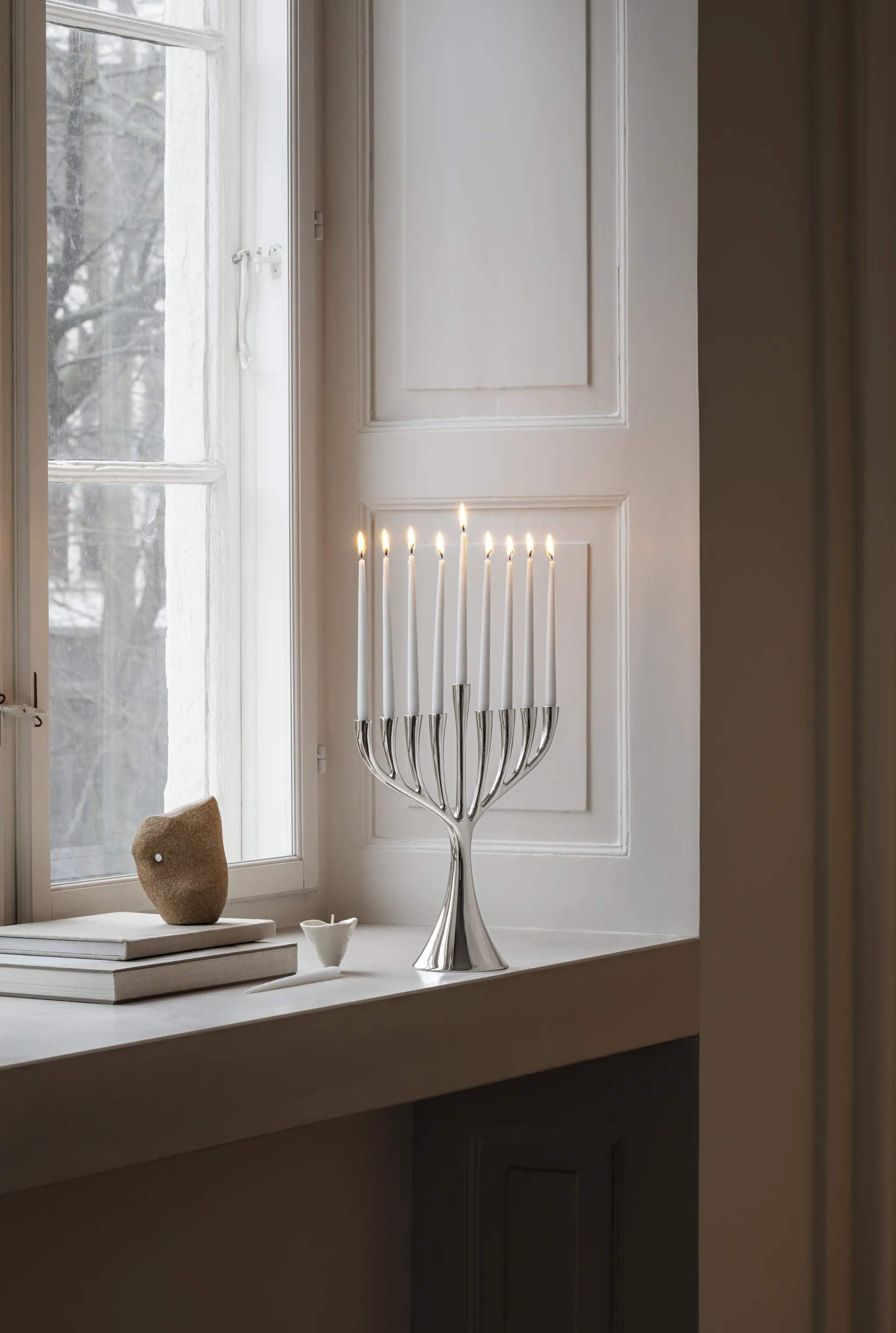 Georg Jensen Kronelys Hanukkah Stearinlys - 18 stk. i Hvid, 2