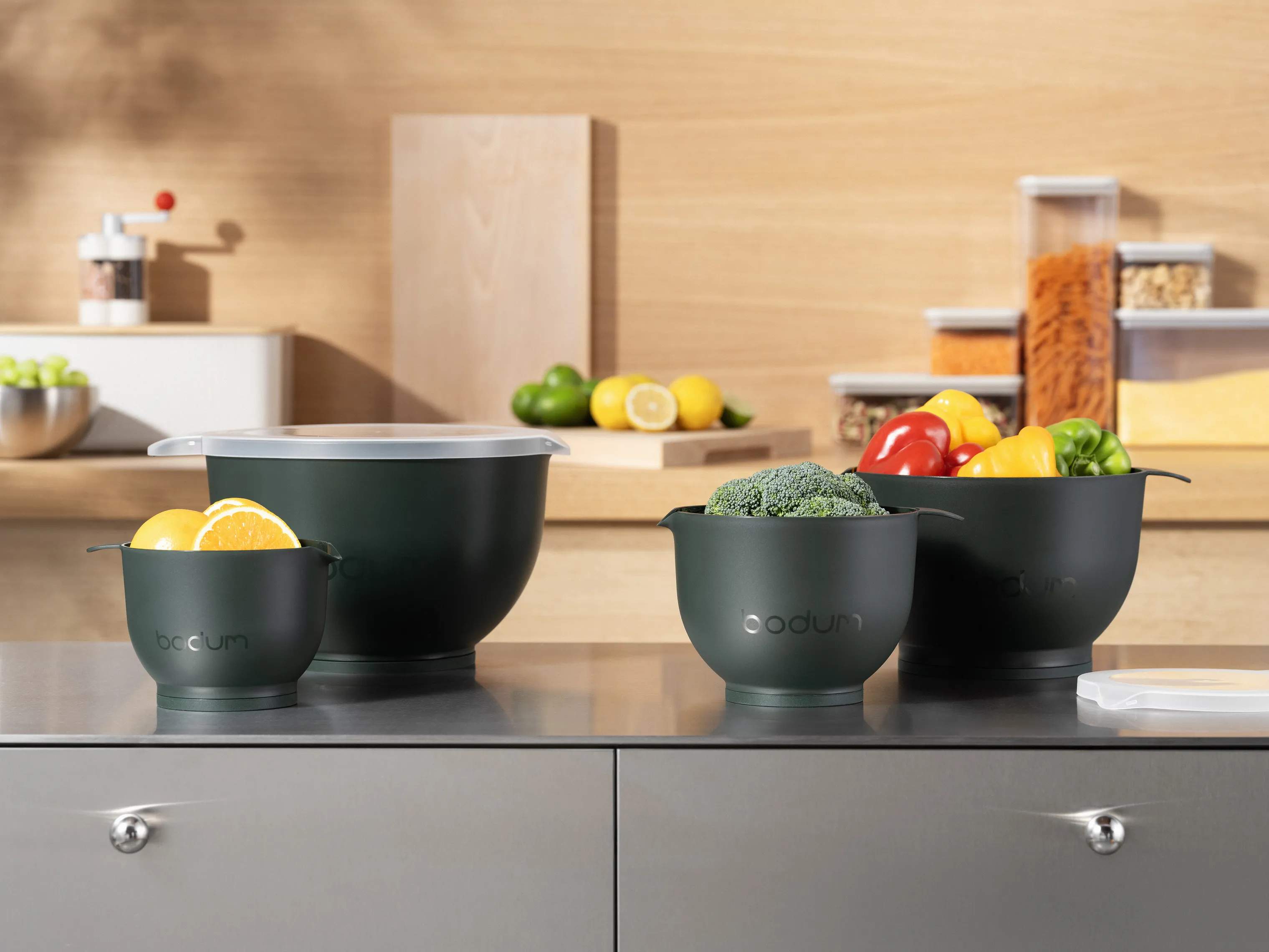 Bodum Røreskåle Bistro Røreskålsæt m. låg - 4 dele i Dark Green, 3