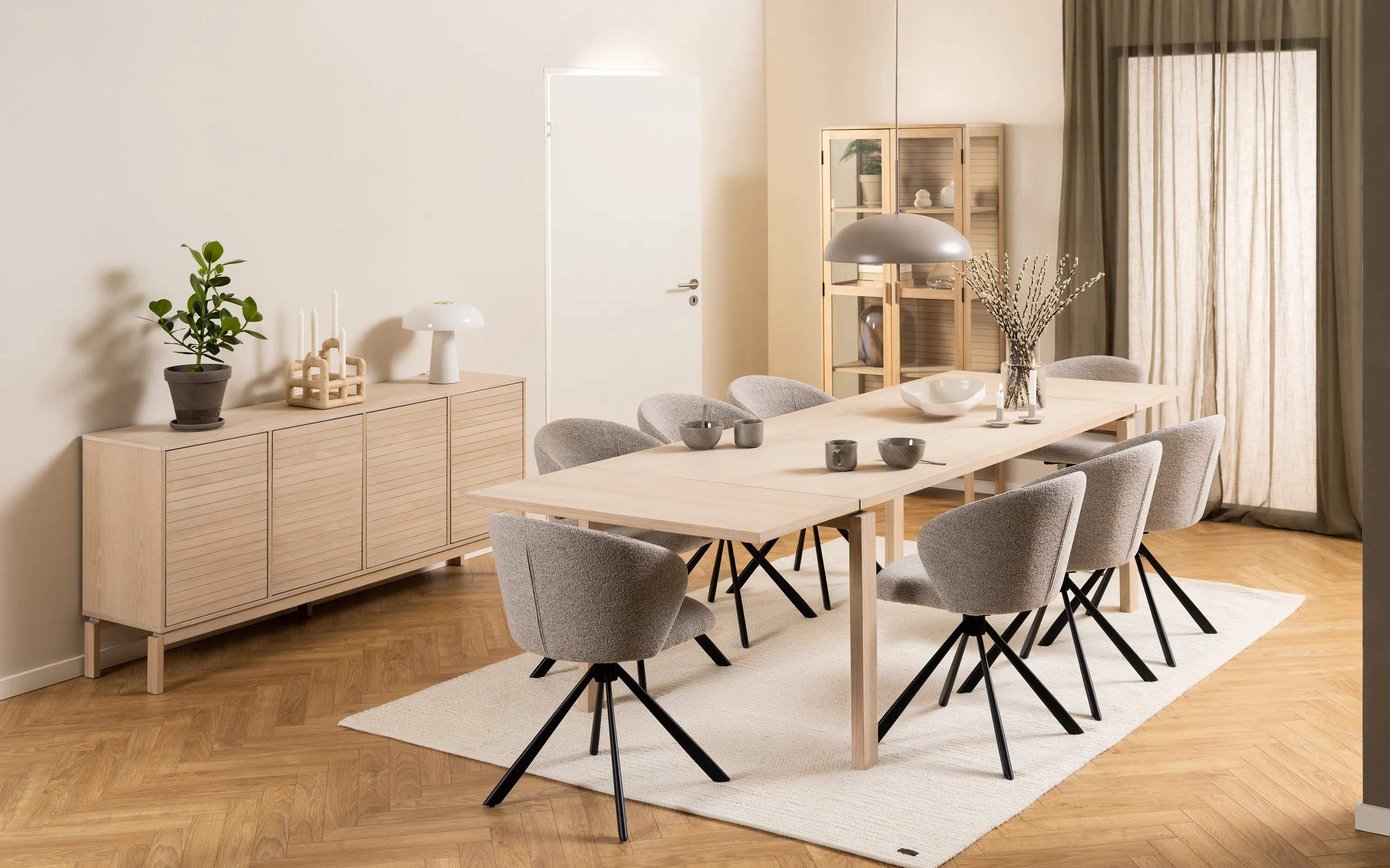 CASA Living Skabe Linley Skænk i Natur, H80 x B180 cm, 5