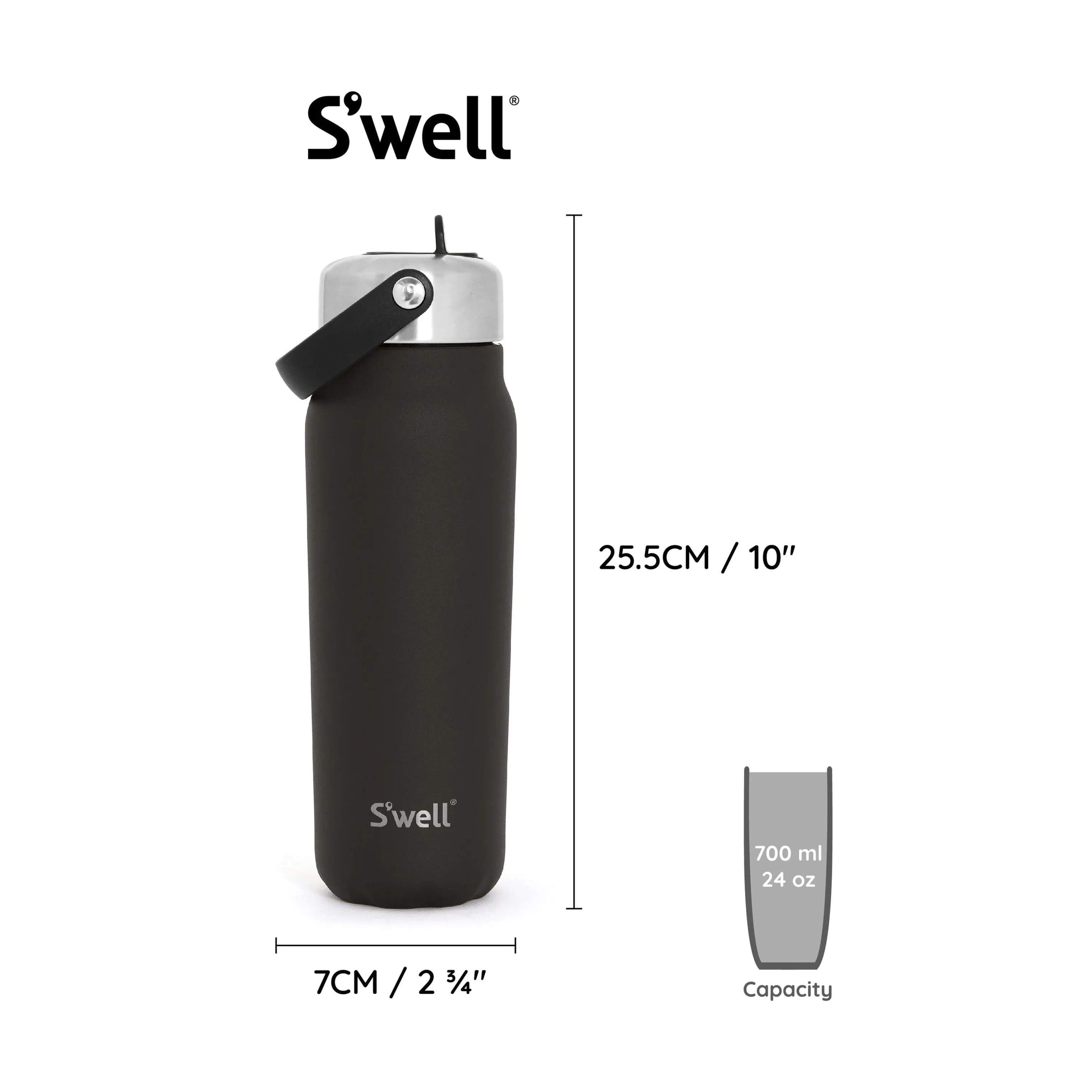 S'well Termoflasker Termoflaske m. Sugerør i Black, 6