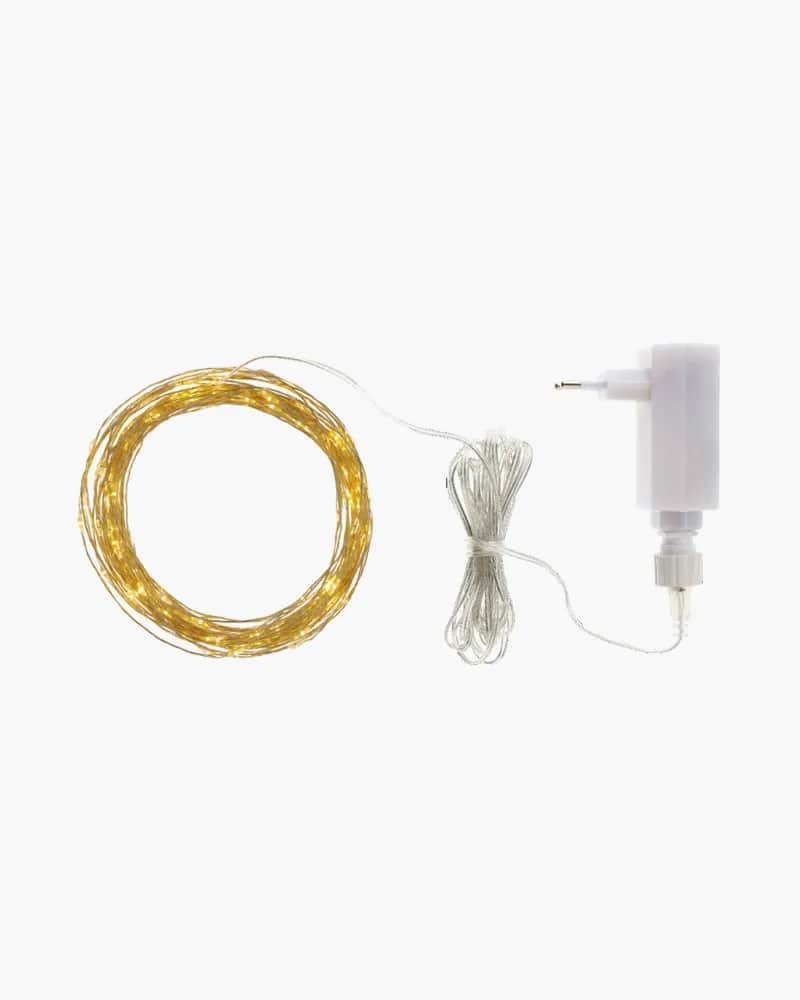 Sirius Lysdekoration Knirke Lyskæde i Guld/klar, 7,9 meter, 1