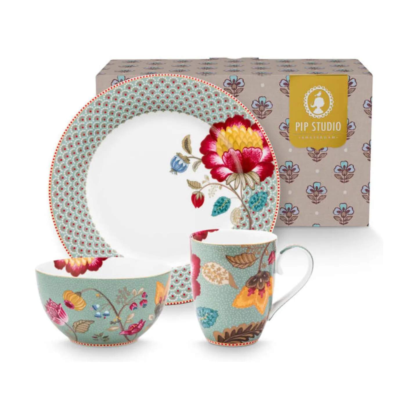 PIP Studio Frokosttallerkener Blooming Tales Morgenmadssæt - 3 dele i Blue, 1