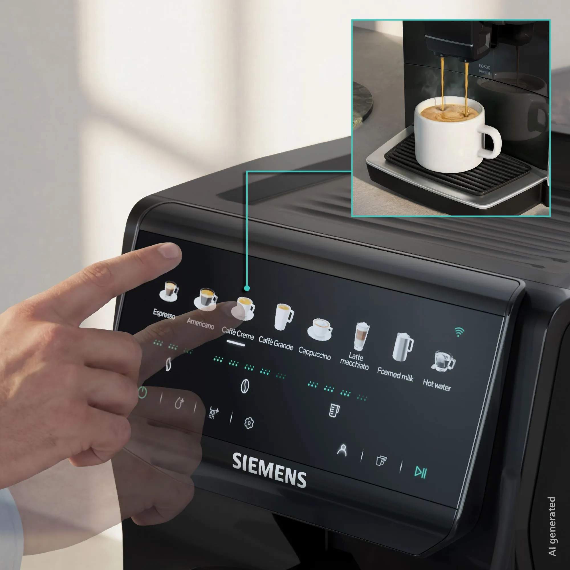 Siemens Espressomaskiner EQ500 iAroma Espressomaskine TP553E19 i Sort, 3