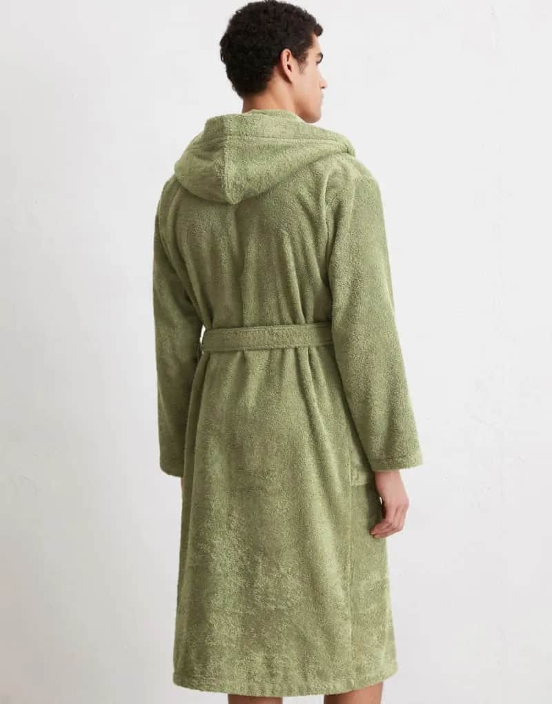 Marc O'Polo Morgenkåber Timeless Herrebadekåbe i Moss green, Str. M, 2