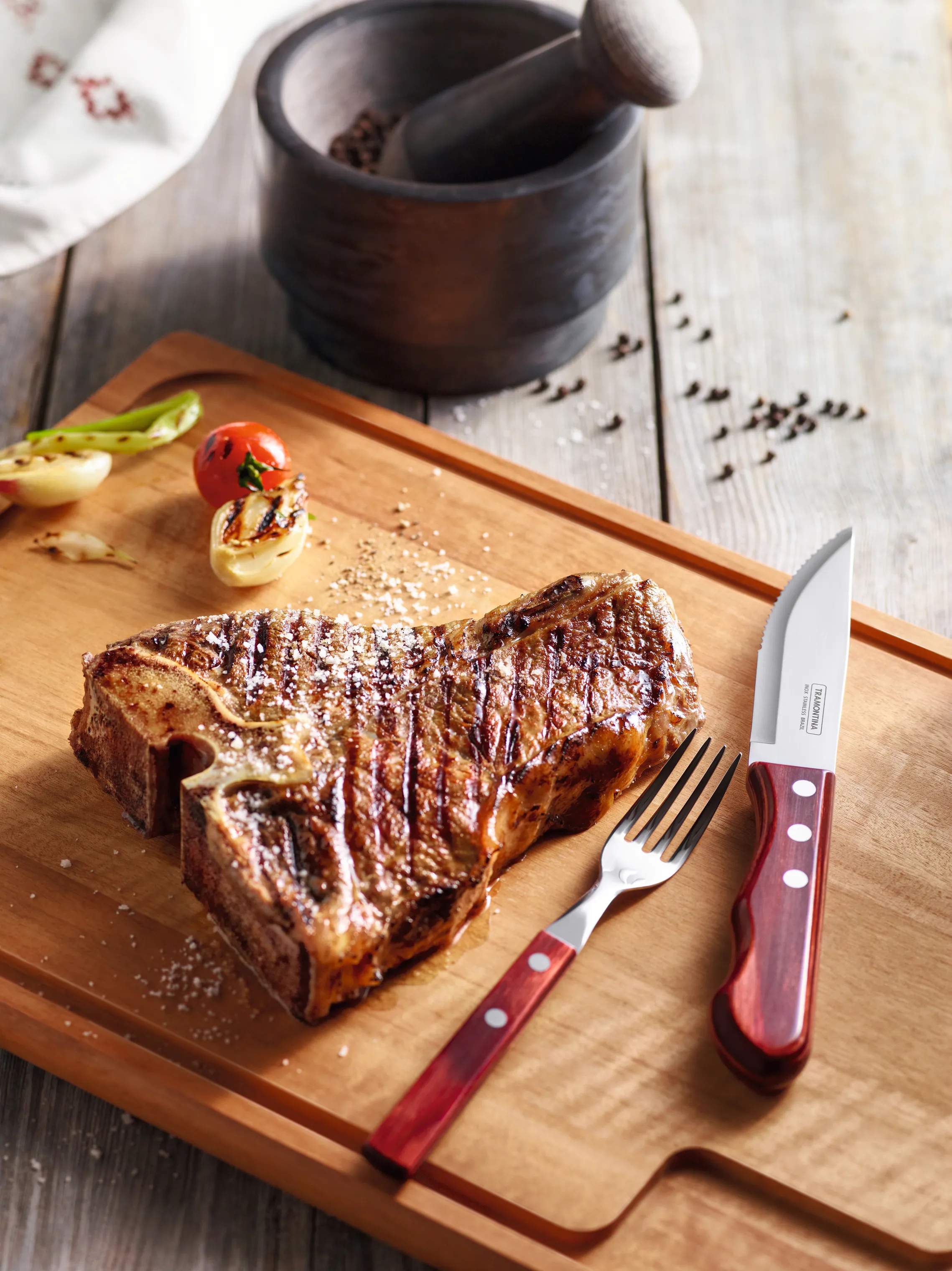 Tramontina Bestiksæt Churrasco Jumbo Grillbestik - 4 dele i stål/brun, 2