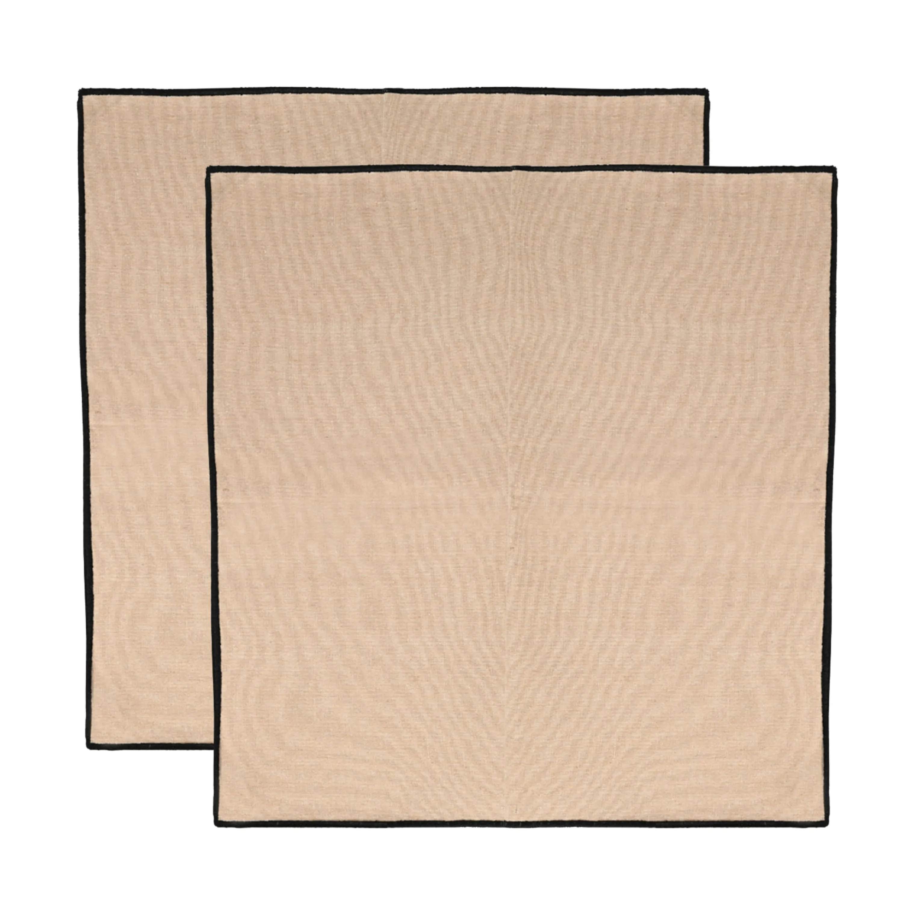 Estia Home Stofservietter Frame Stofserviet - 2 stk. i Beige/sort, 1