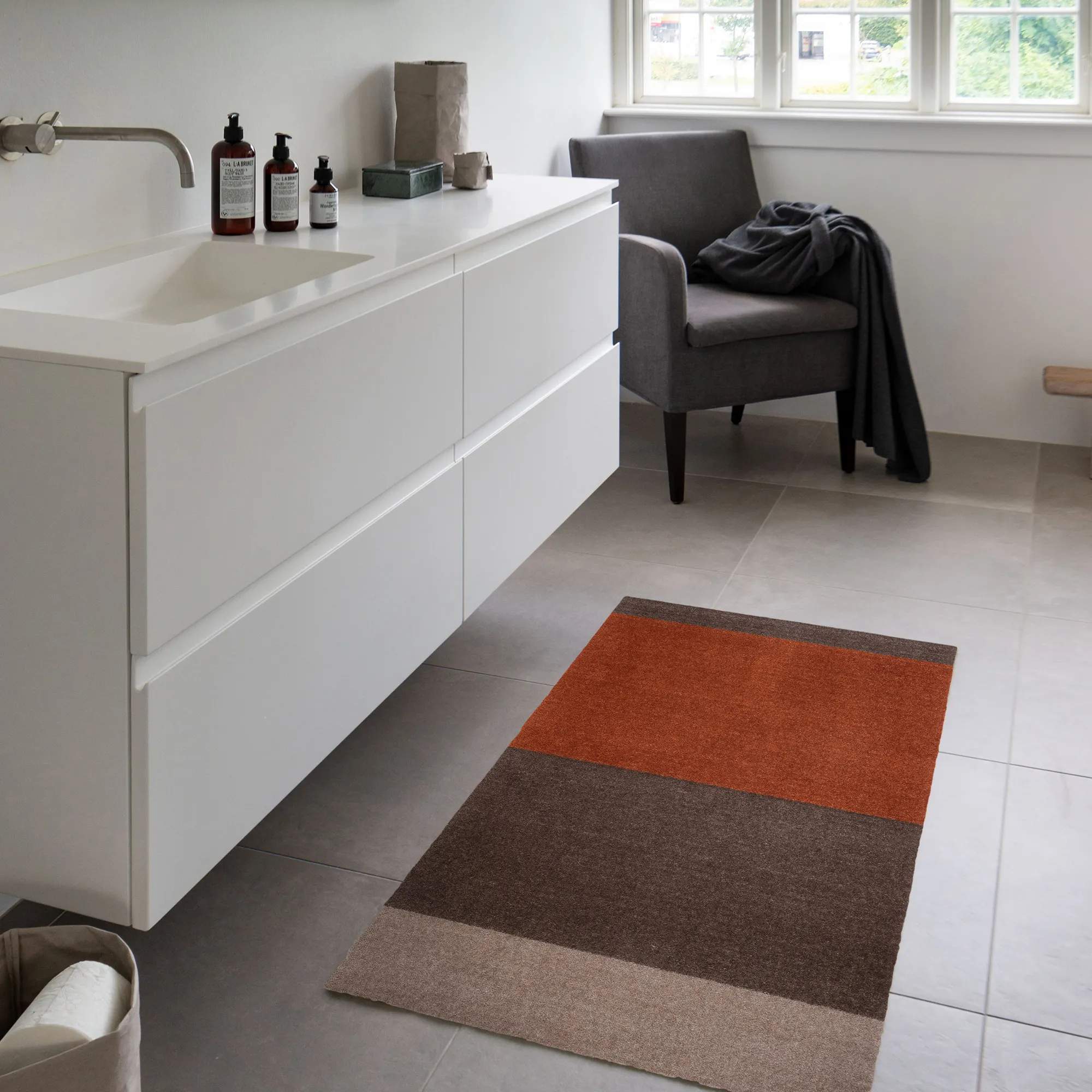 Tica Copenhagen Dørmåtter Stripes Horisontal Gulvmåtte i Sand/brun/terracotta, B60 x L90 cm, 6