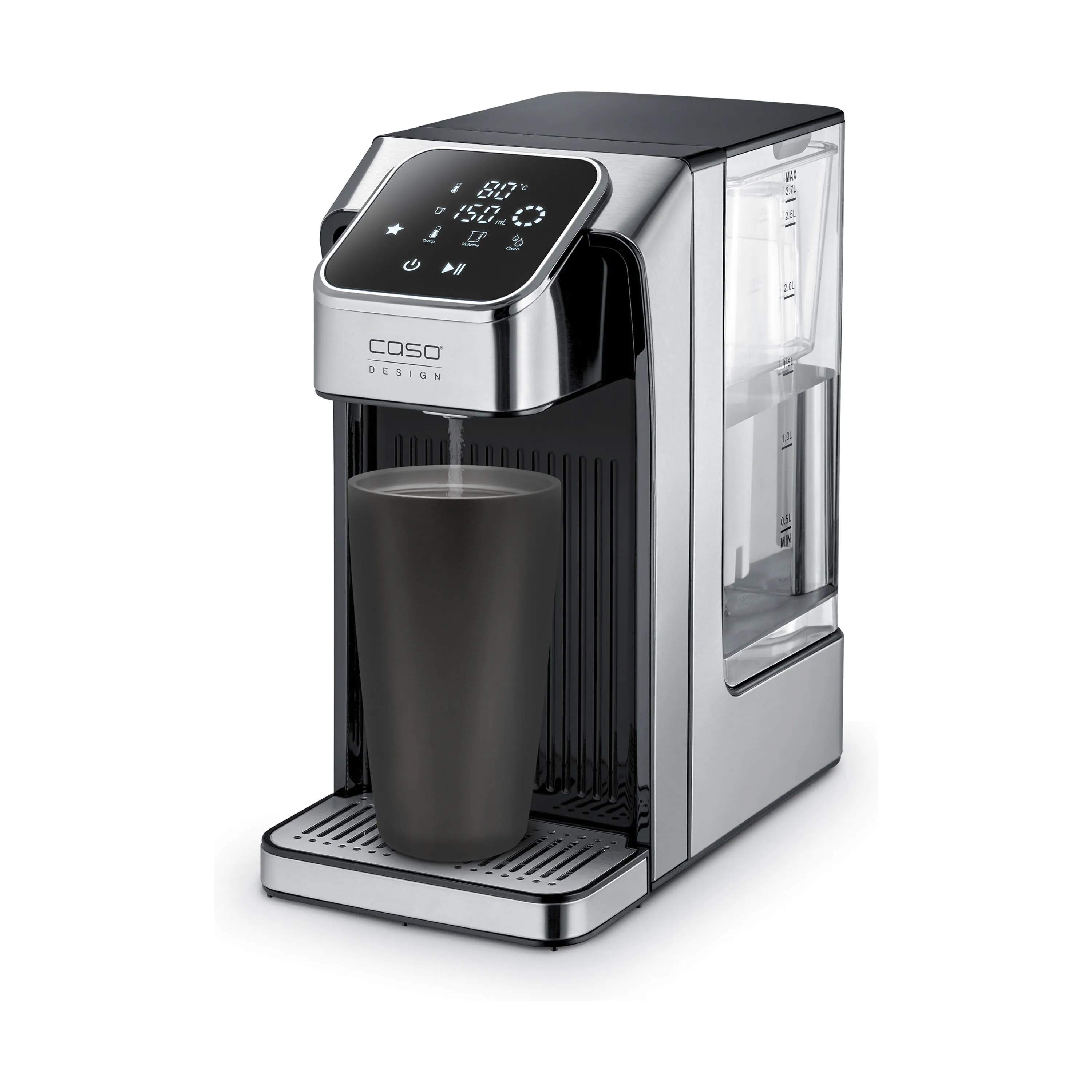 Caso Elkedler Varmtvandsdispensor i Sølv/Sort/Transparent, 1