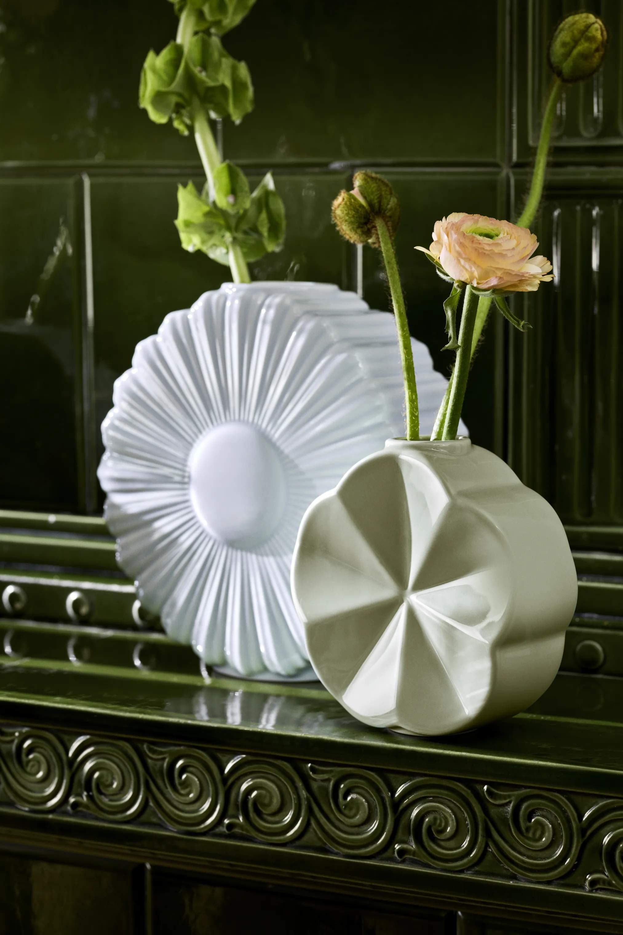 Lyngby Porcelæn Vaser Flower Vase - Snerle i Grøn, 5