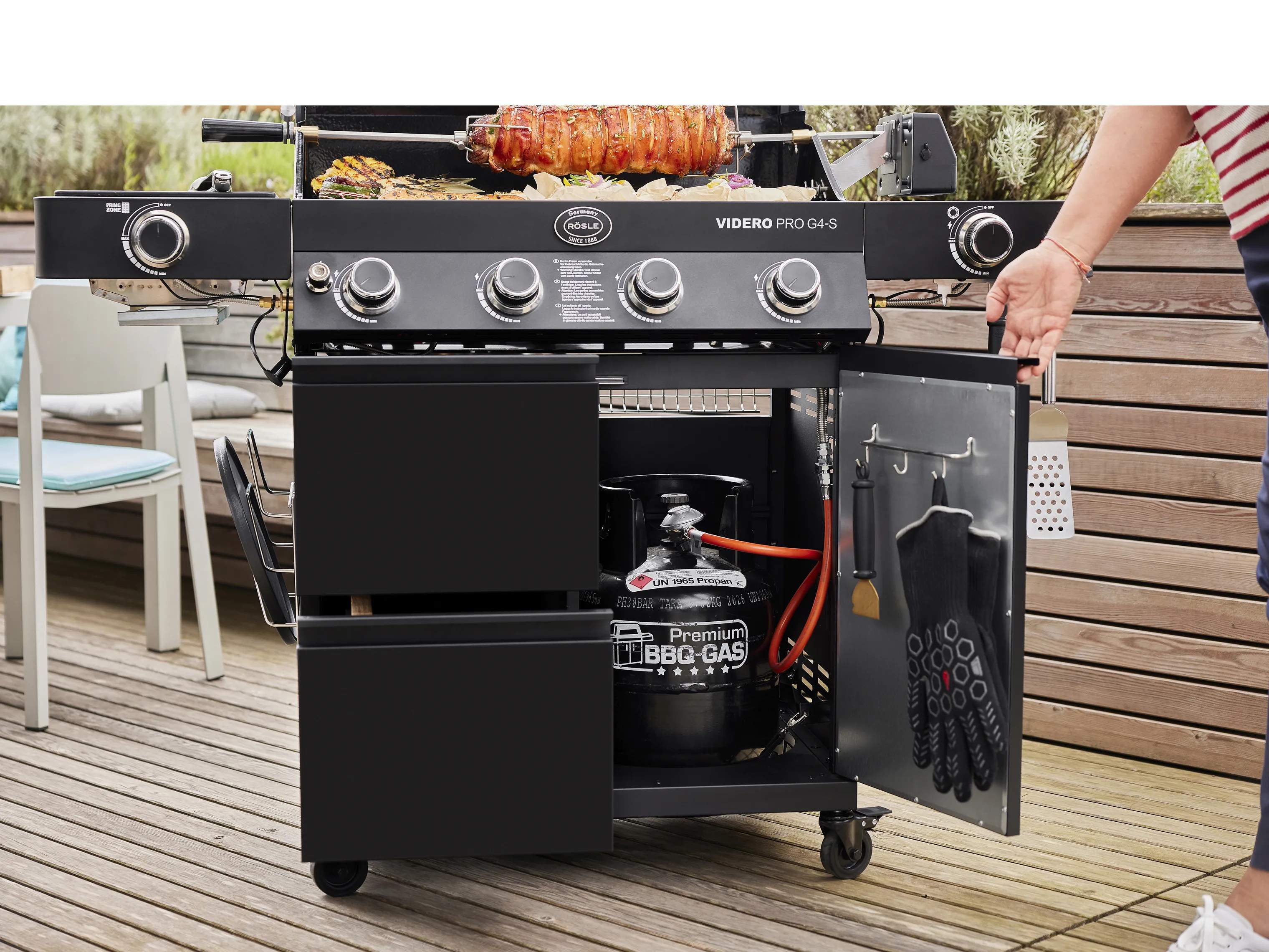 RÖSLE Gasgrill Videro Pro Gasgrill i Sort, 3