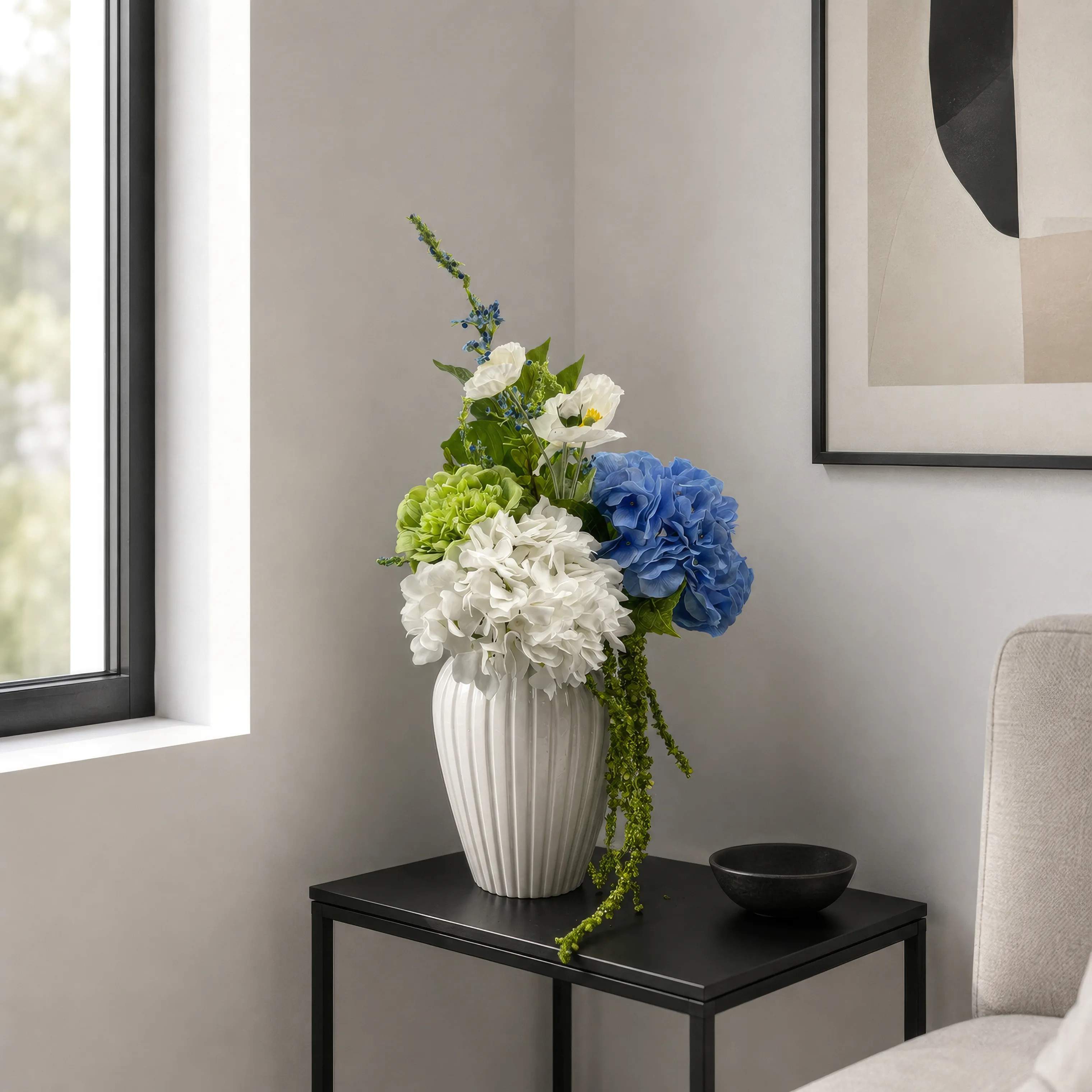 everbloom Kunstige blomster Kunstig Real Touch Blomsterbuket i Blå, 3