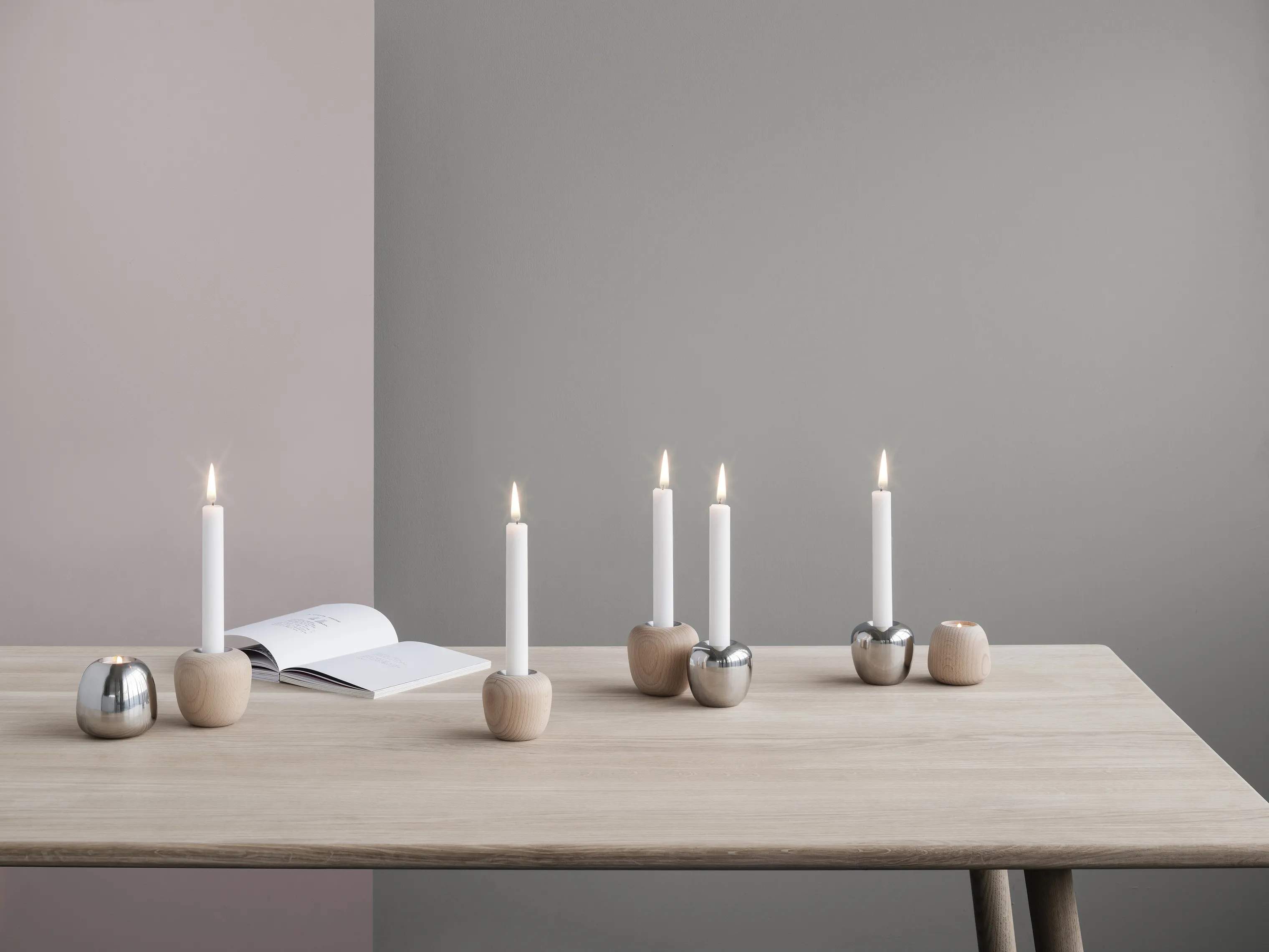 Stelton Kronelysestage Nordic Ora Lysestage i Stål, 8 cm, 2