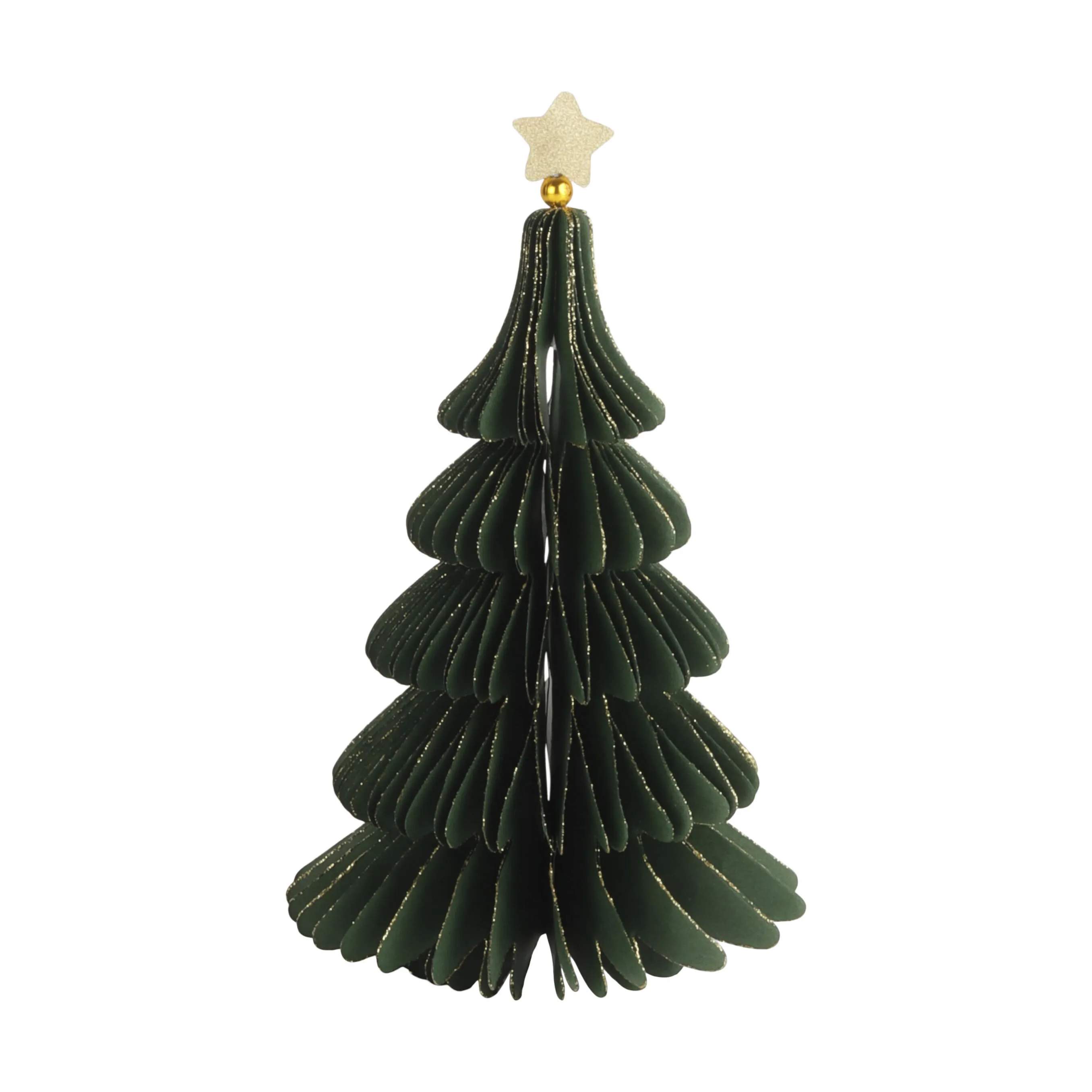 Casa Christmas Julefigurer Papir juletræ i Mørkegrøn, 21 cm, 1