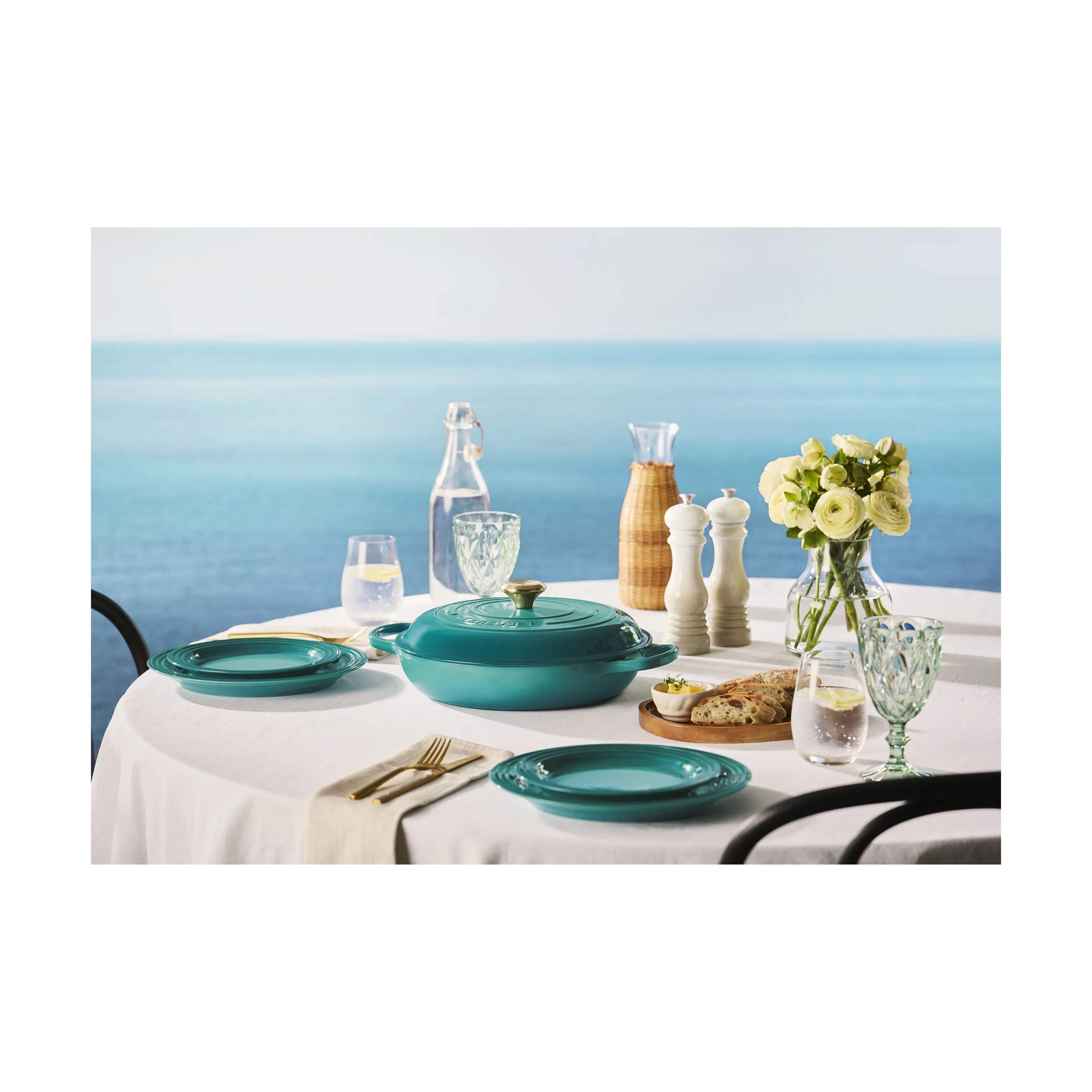 Le Creuset Frokosttallerkener Signature Frokosttallerken i Bleu Riviera, 22 cm, 4