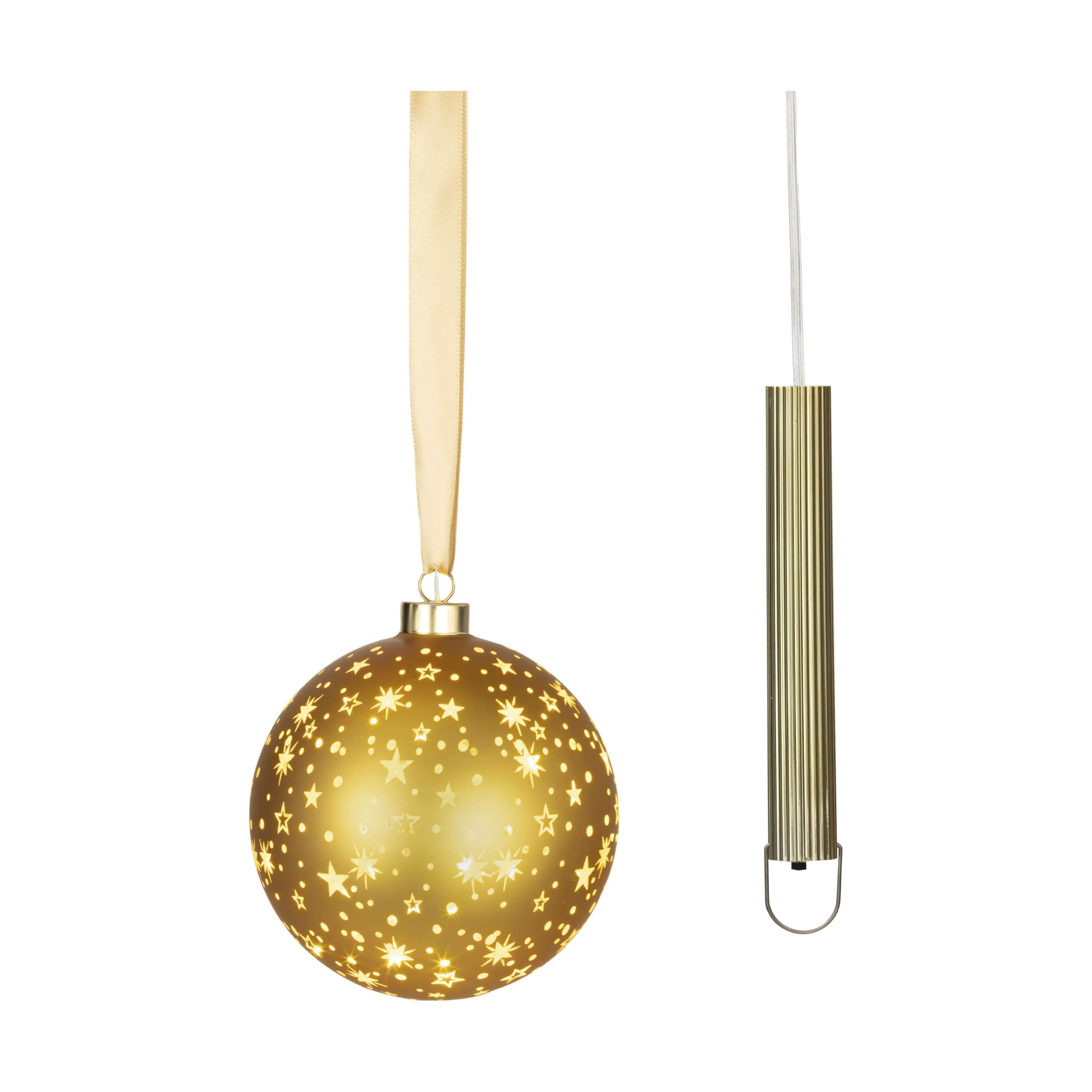 Casa Christmas Juleophæng LED Glaskugle i Guldfarvet, 14 cm, 1