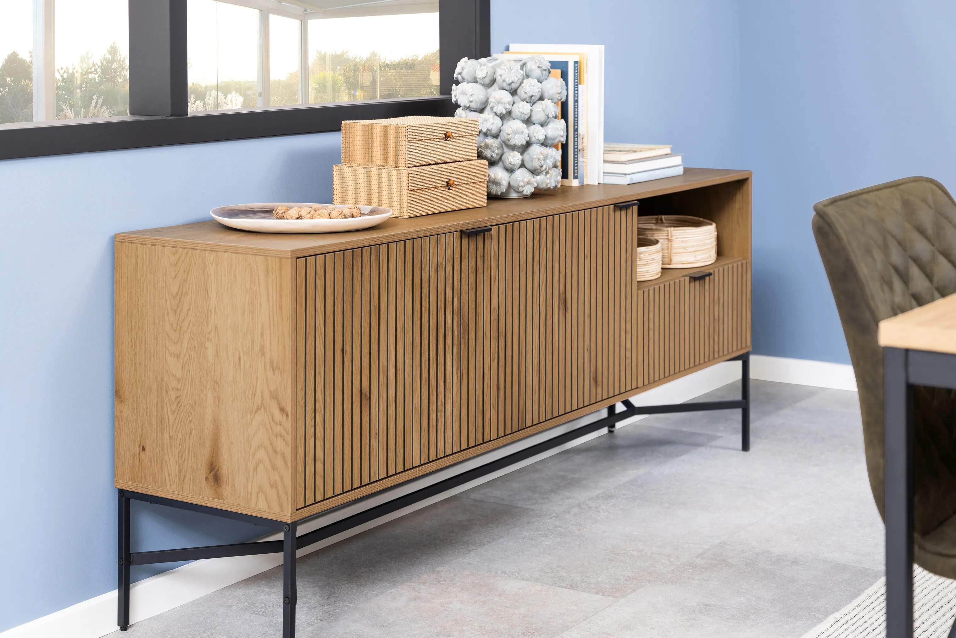 CASA Living Kommoder Jaipur Skænk i Eg/mat sort, 2