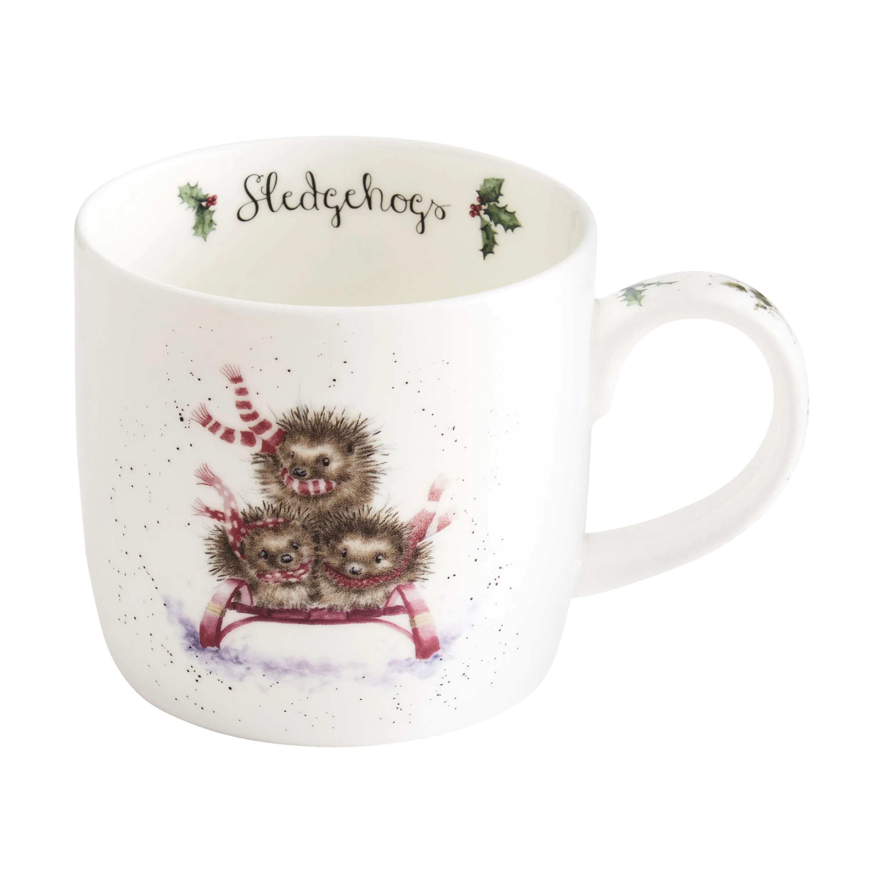 Royal Worcester Krus og kopper med hank Wrendale Krus - Sledgehogs i Pindsvinpå kælk, 1