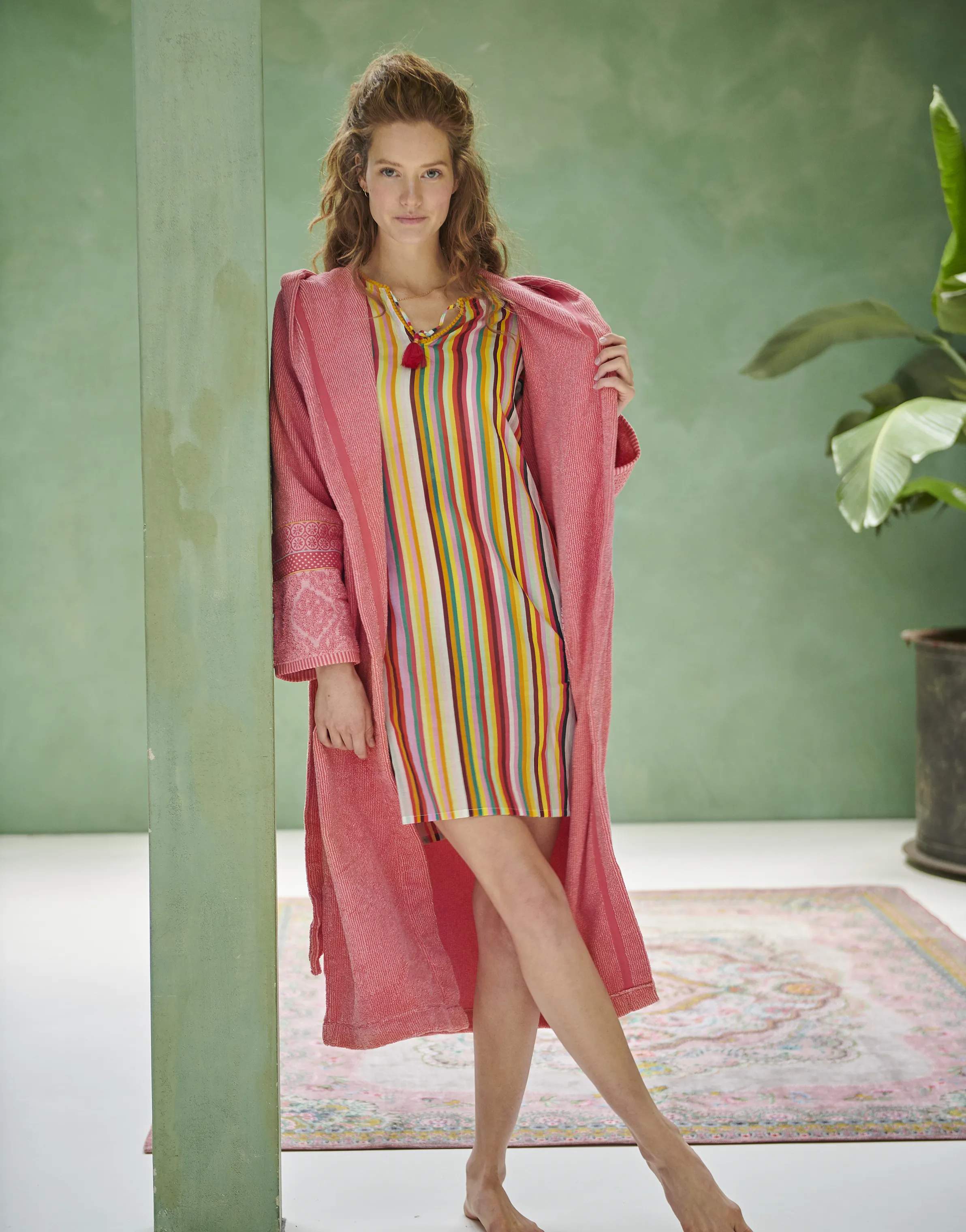 PIP Studio Morgenkåber Soft Zellige Badekåbe i Coral, XS, 2