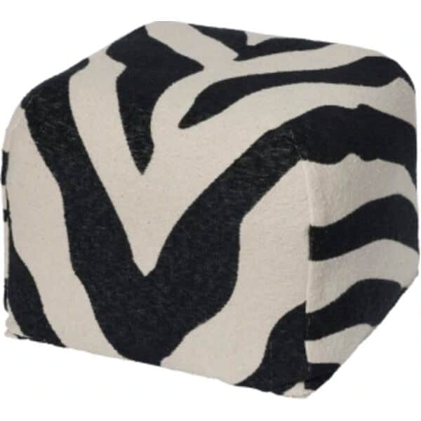 Broste Copenhagen Puffer Puf - Zebra i Sort, 1