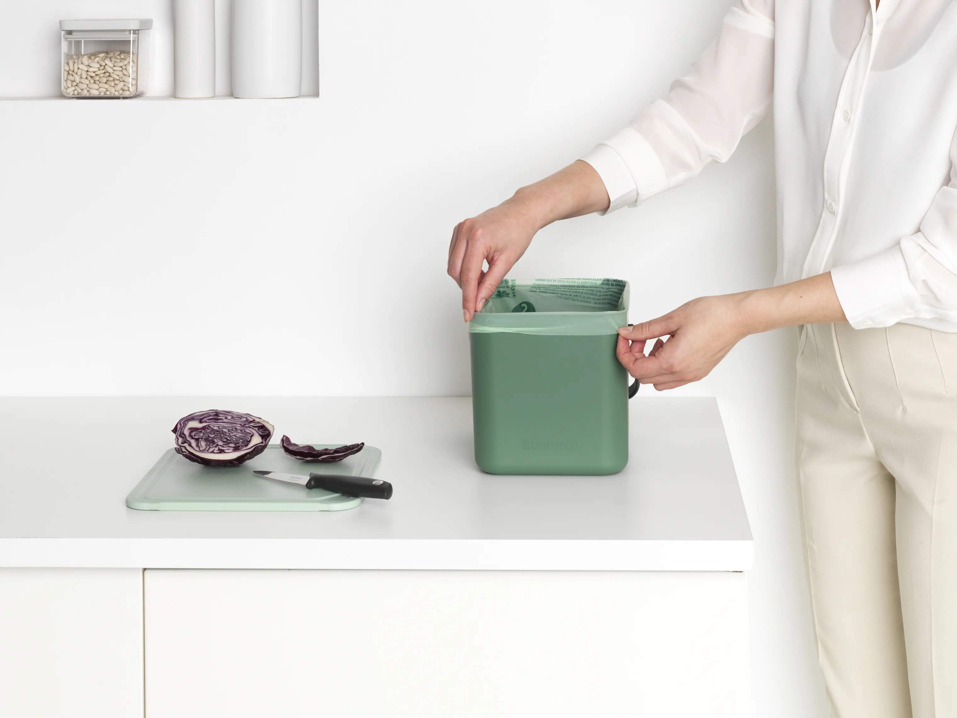 Brabantia Spande uden pedal Sort & Go Affaldsspand i Grøn, 6 L, 5