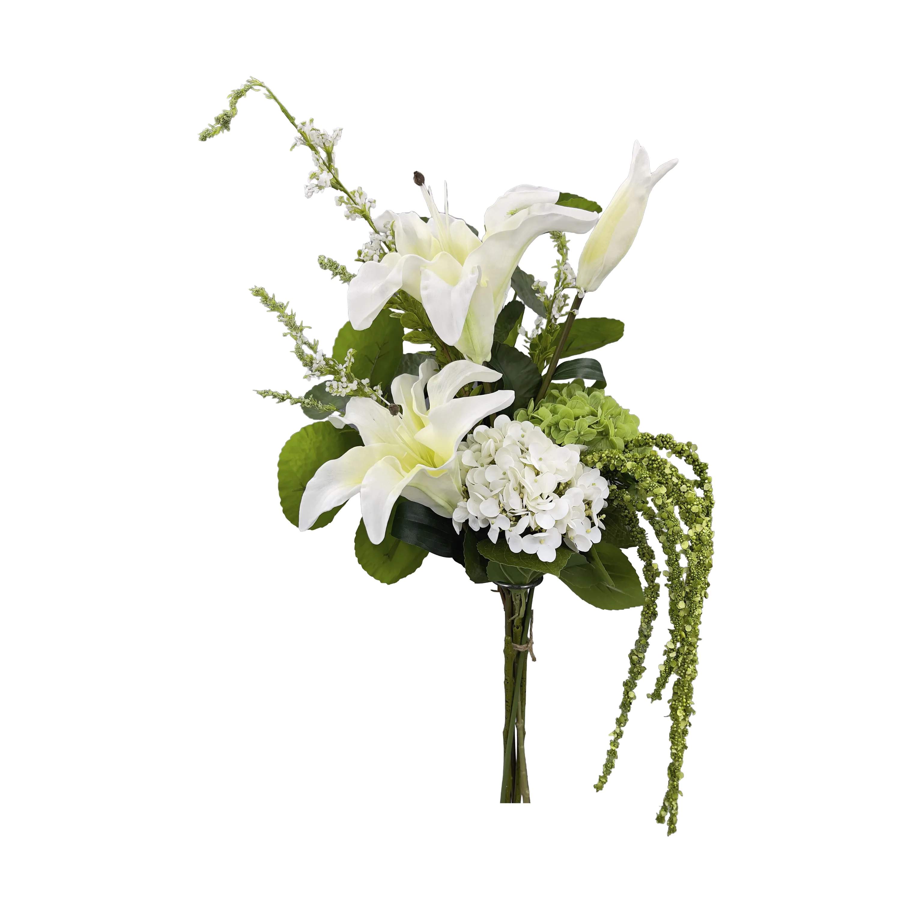 everbloom Kunstige blomster Kunstig Real Touch Blomsterbuket i Hvid/grøn, 1