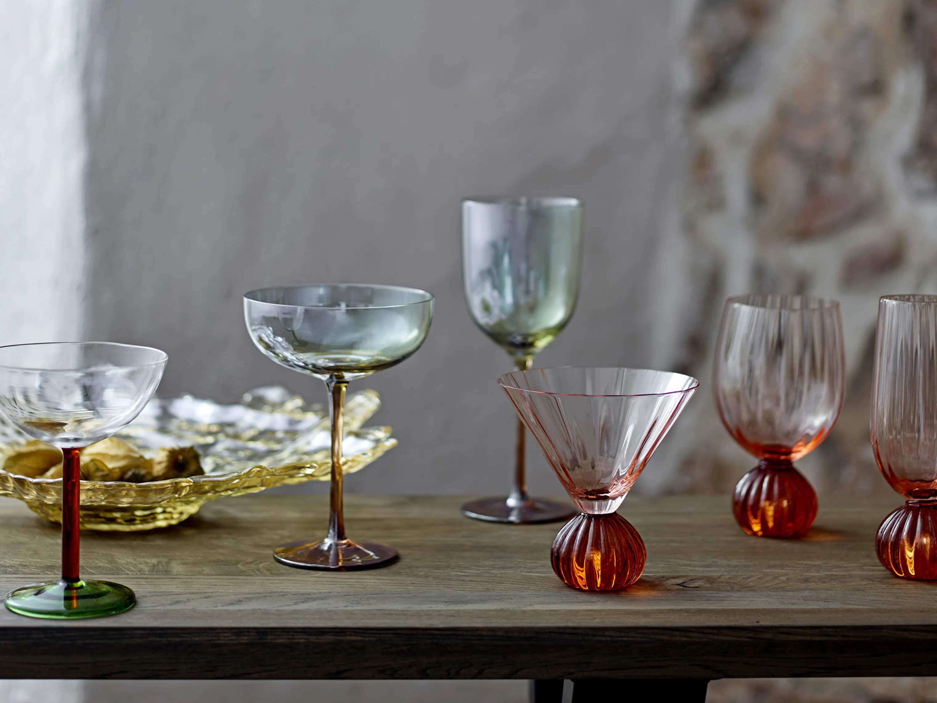Bloomingville Hvidvinsglas Taurin Vinglas i Lyserød, 2