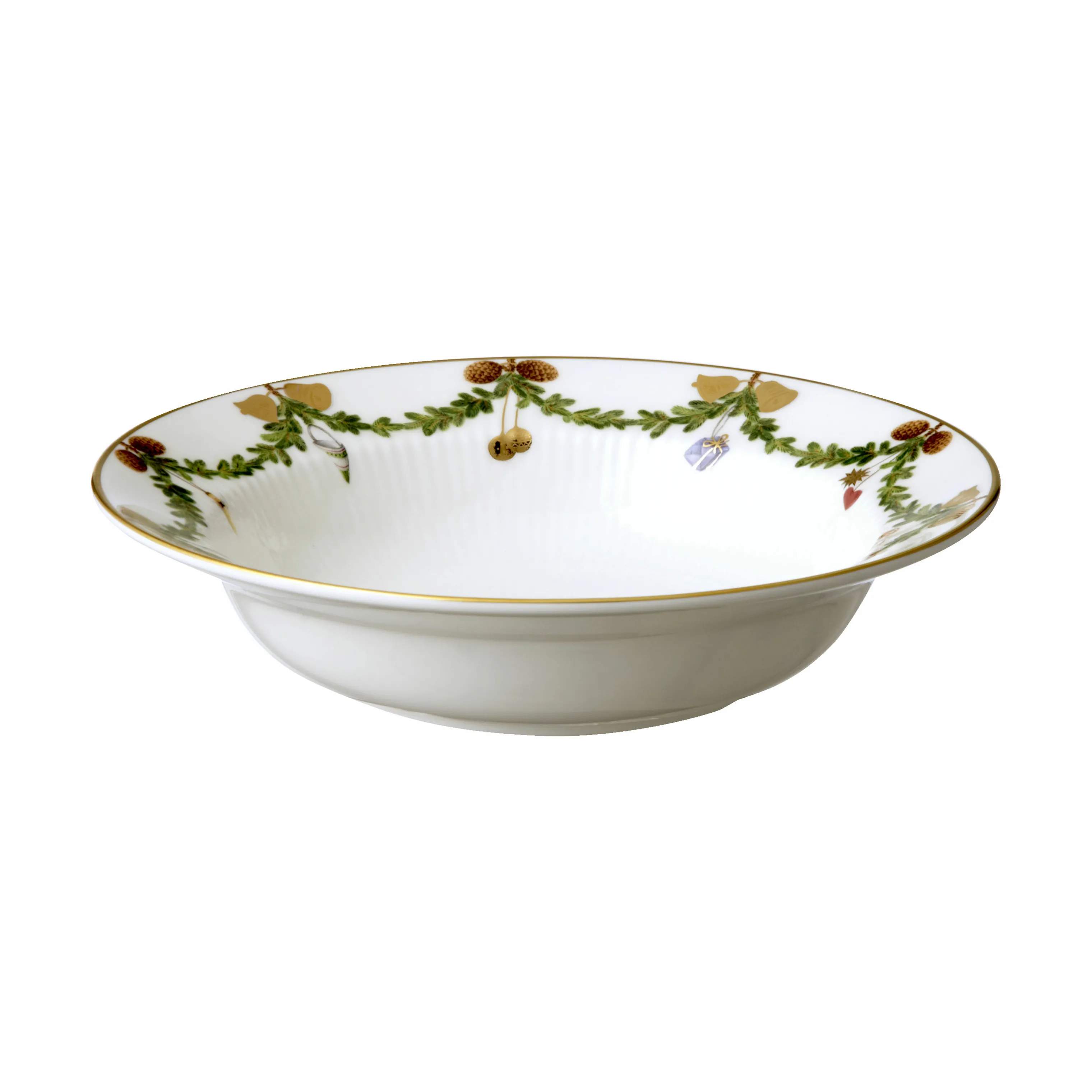 Royal Copenhagen Dybe tallerkener Stjerne Riflet Jul Dyb tallerken i Grøn/hvid/rød, 17 cm, 4
