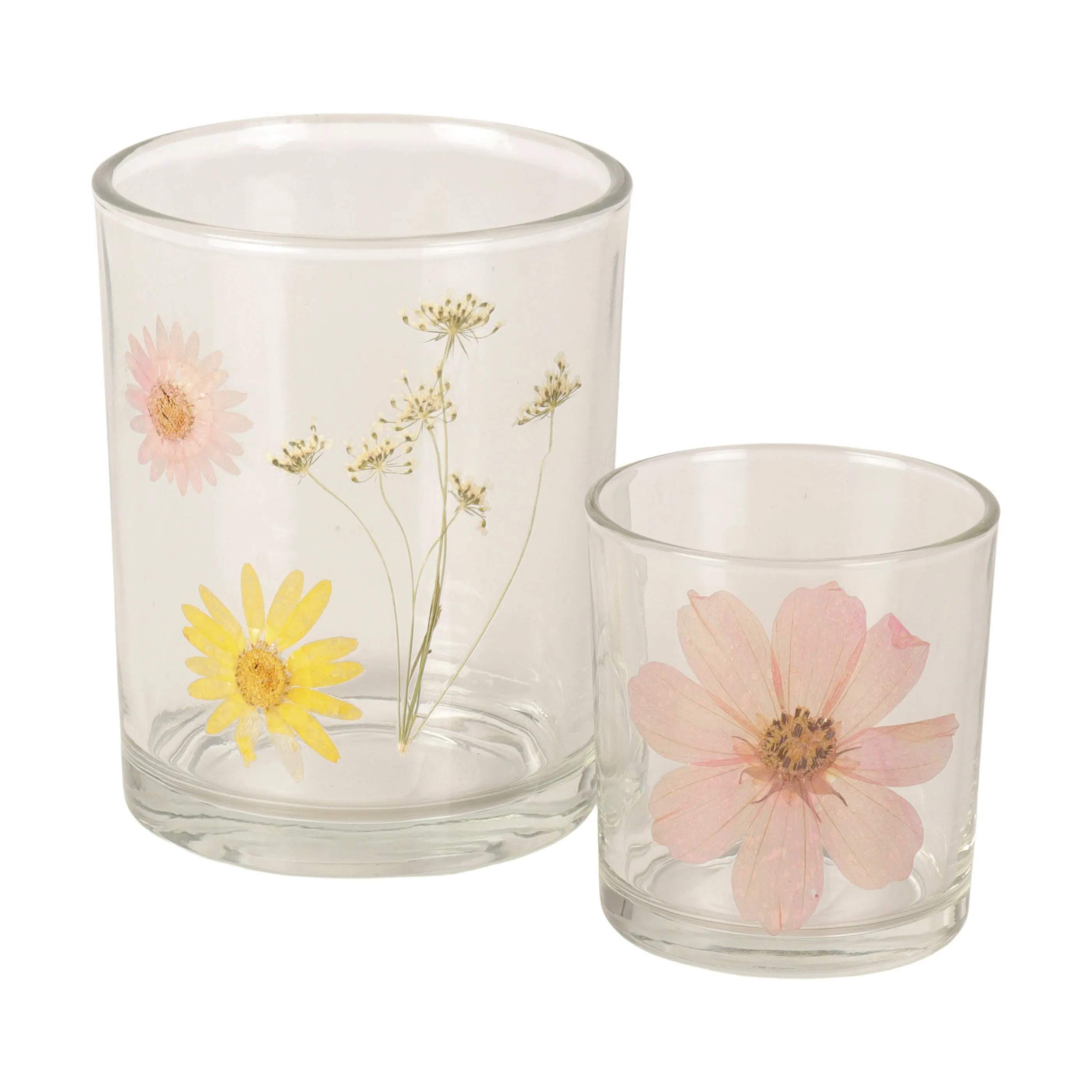 CASA Living Fyrfadsstage Fyrfadsstage m. ægte blomst i Rosa, 8 cm, 3
