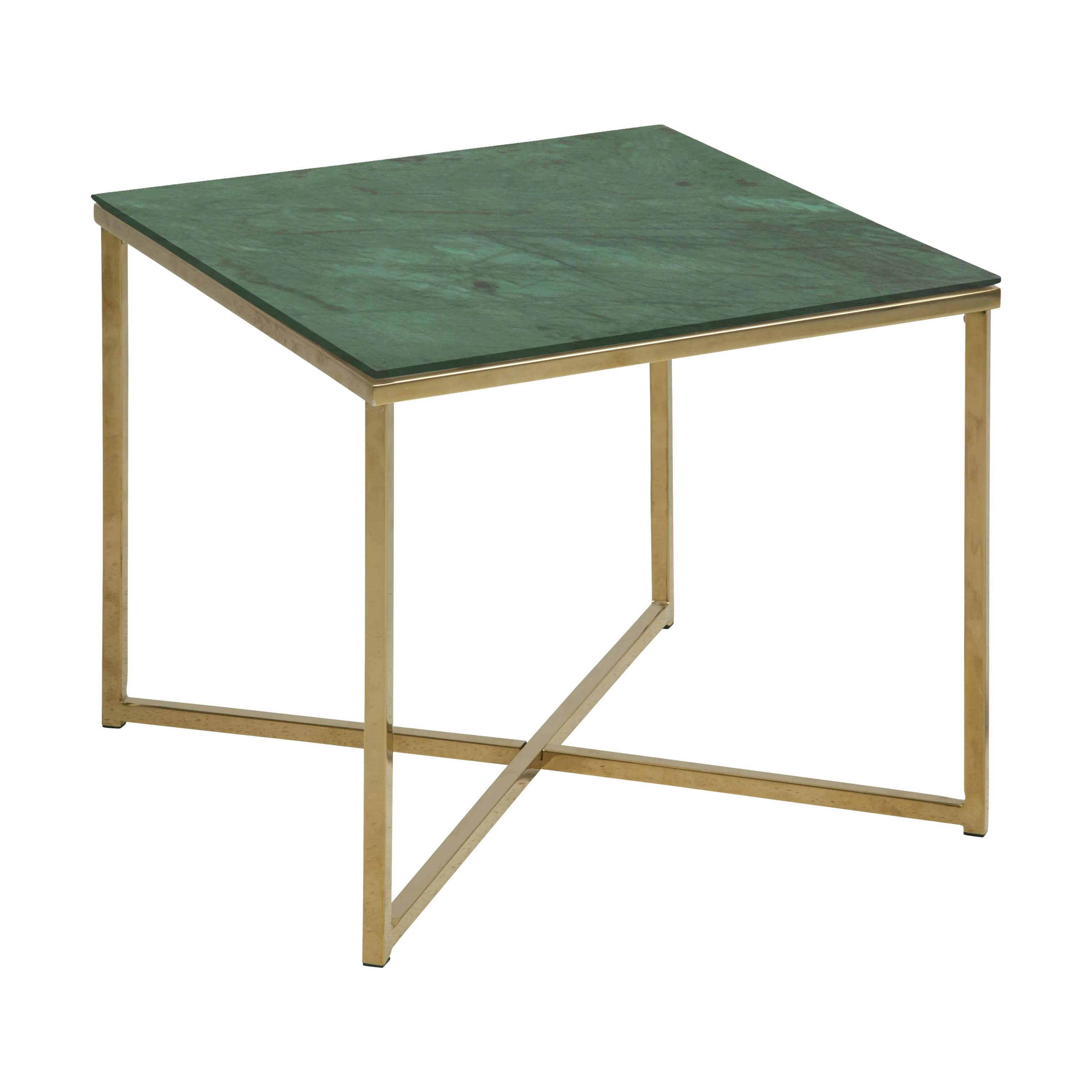 Alisma Hjørnebord, grøn marmor/gylden krom, large