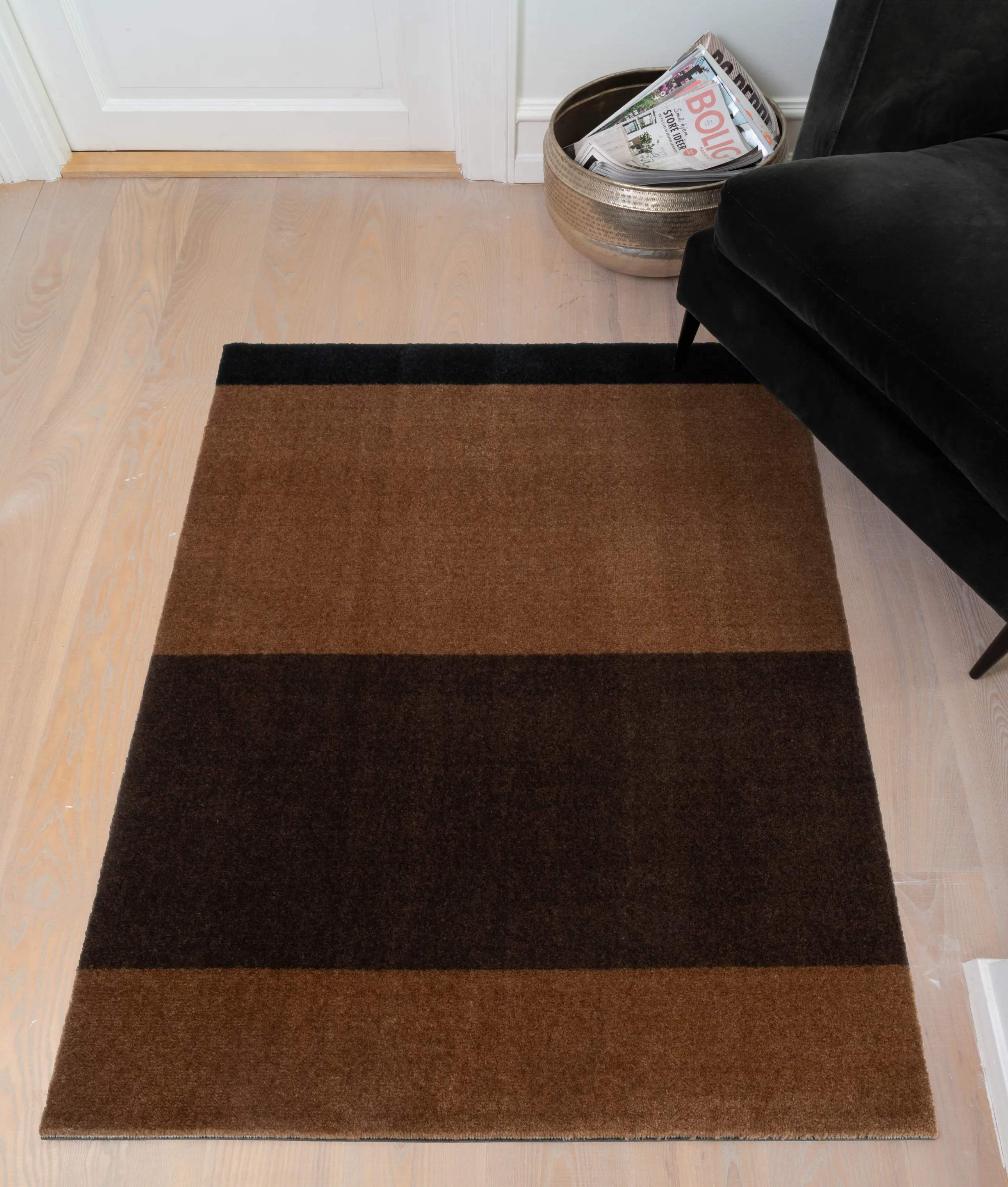 Tica Copenhagen Gulvtæpper Stripes Horisontal Gulvtæppe i brun/cognac/sort, B90 x L130 cm, 3