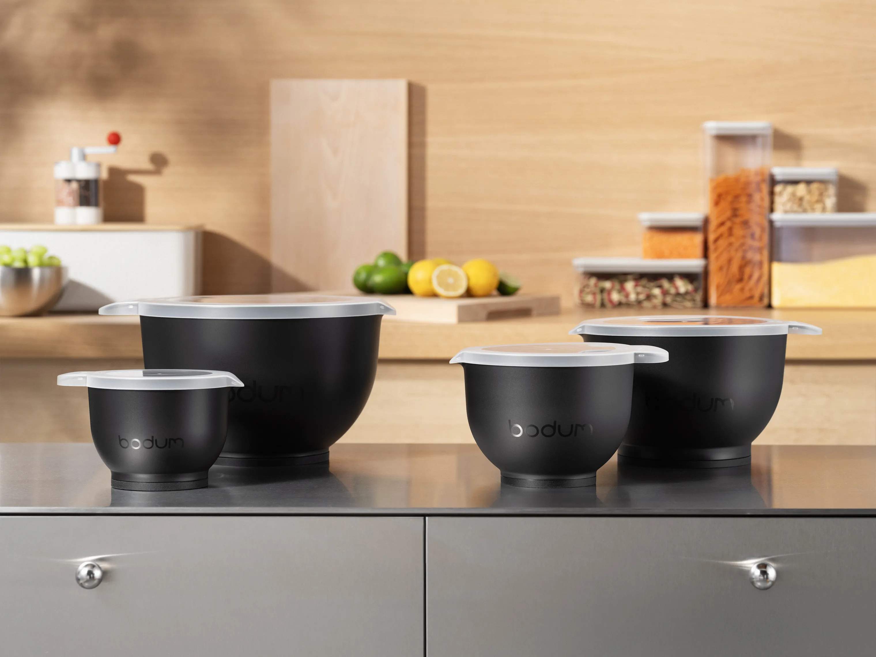 Bodum Røreskåle Bistro Røreskålsæt m. låg - 4 dele i Sort, 3