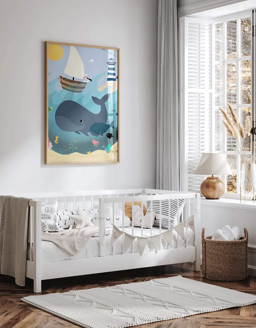Poster&Frame Plakater Plakat - Whales & Waves i B50 x L70 cm, 2