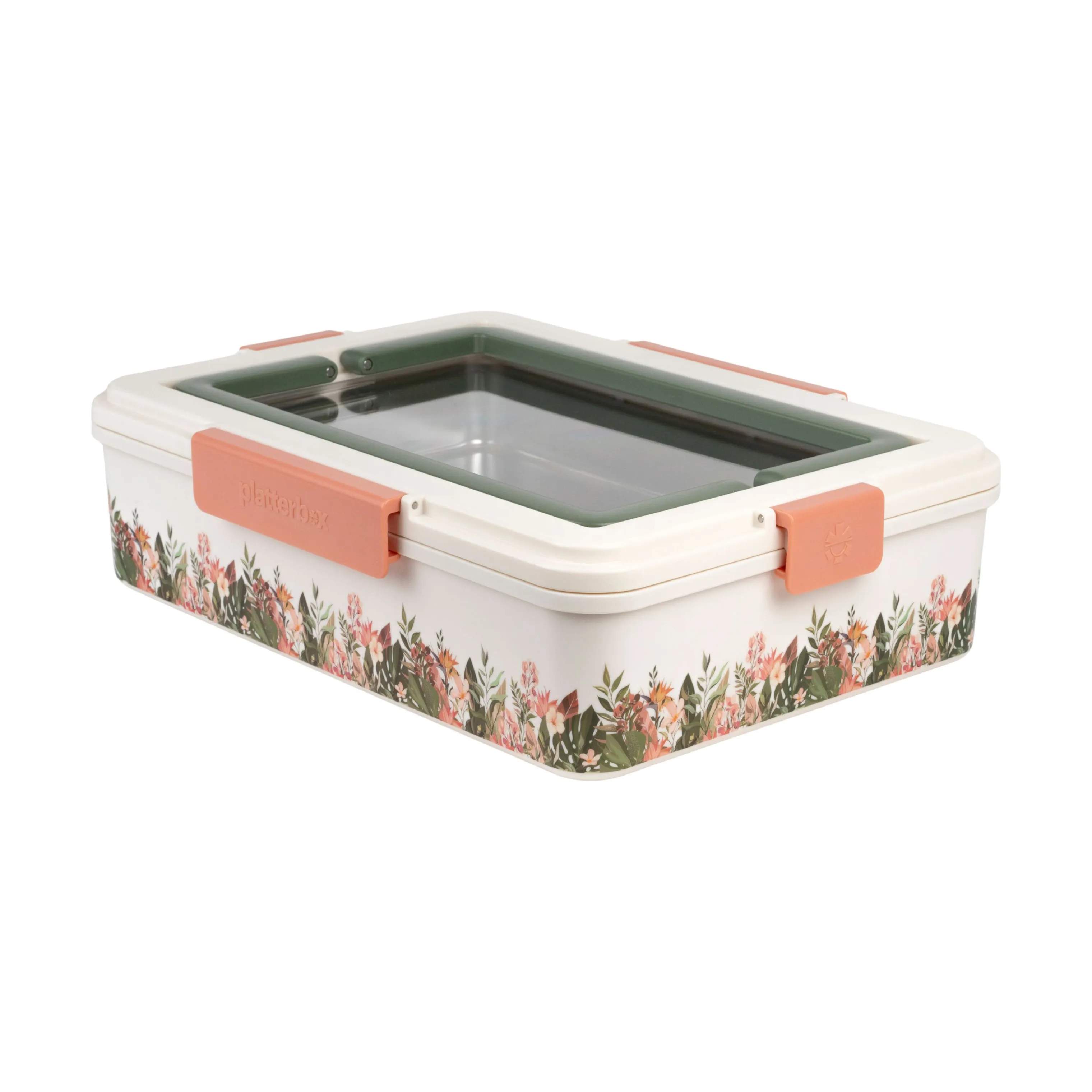 Platterbox Opbevaringsbokse Snack Box i Hvid/blomster, 1