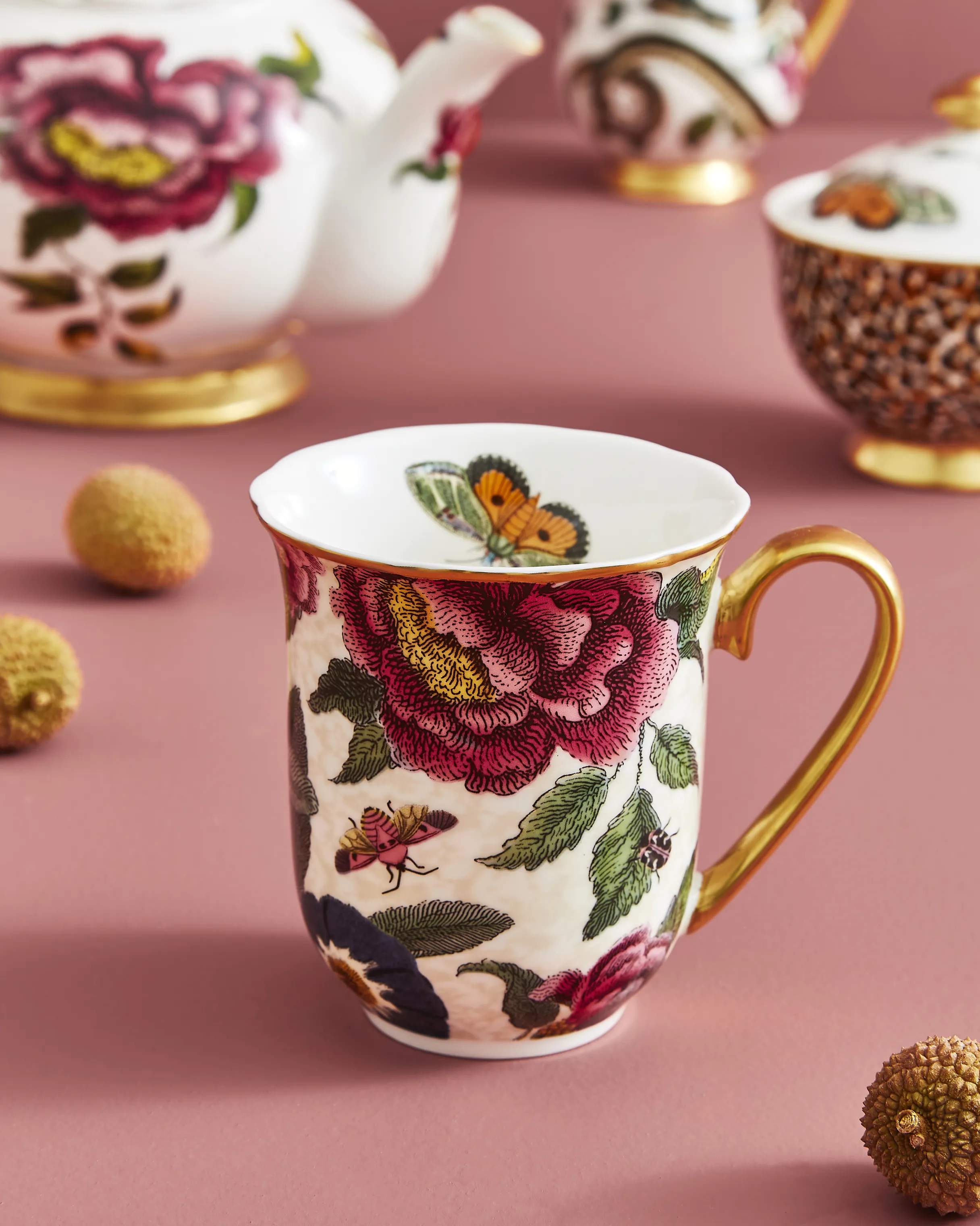 Spode Krus og kopper med hank Creatures Of Curiosity Krus i Creme/Lyserød/guld, 3