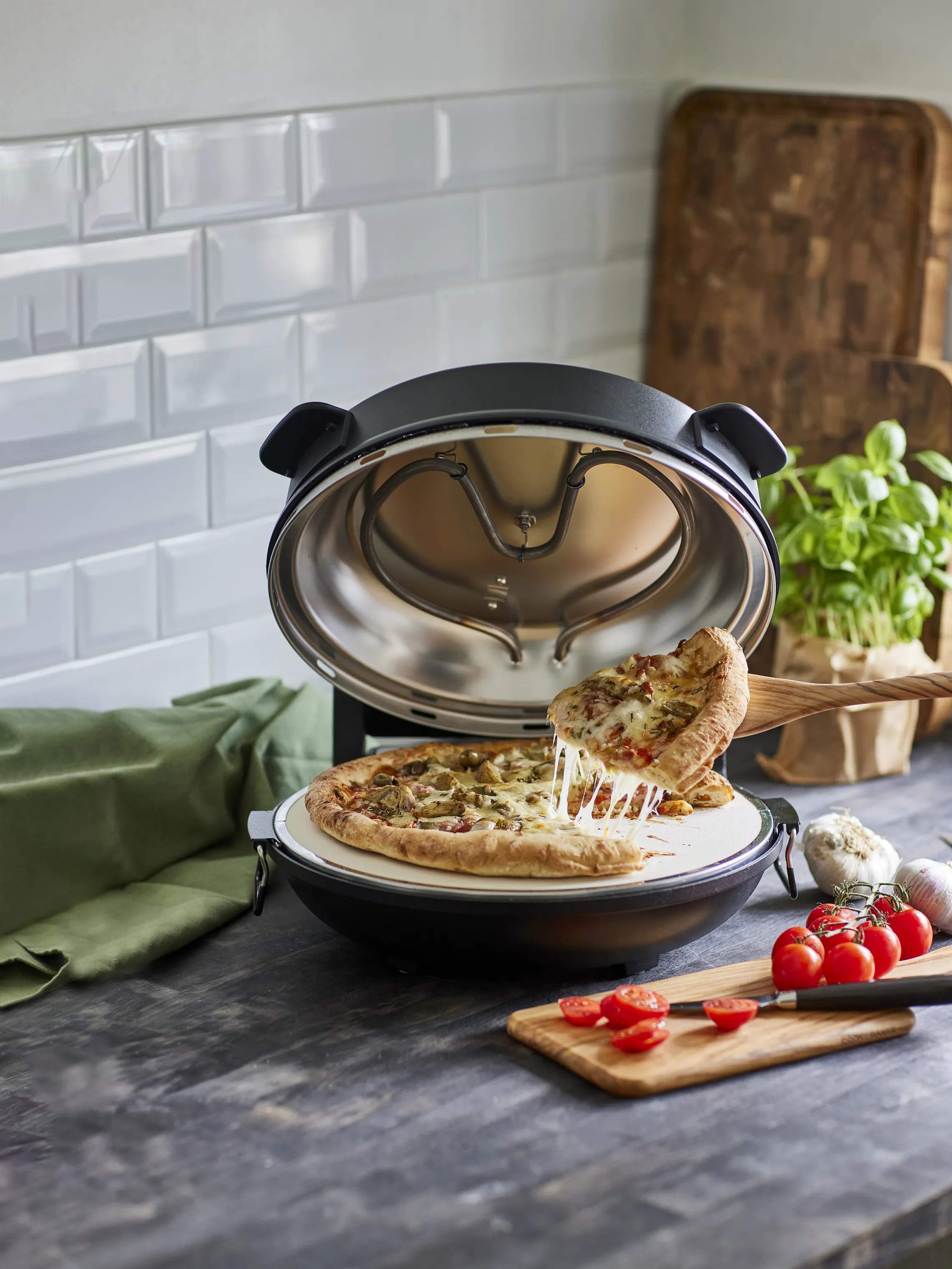 Cook & Baker Pizzaovne Pizzamaskine i Mat sort, 2
