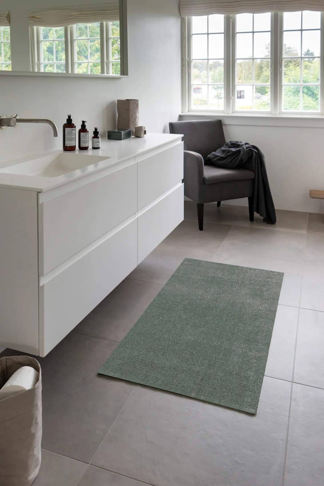 Tica Copenhagen Gulvtæpper Uni Color Løber i støvet grøn, B67 x L120 cm, 5