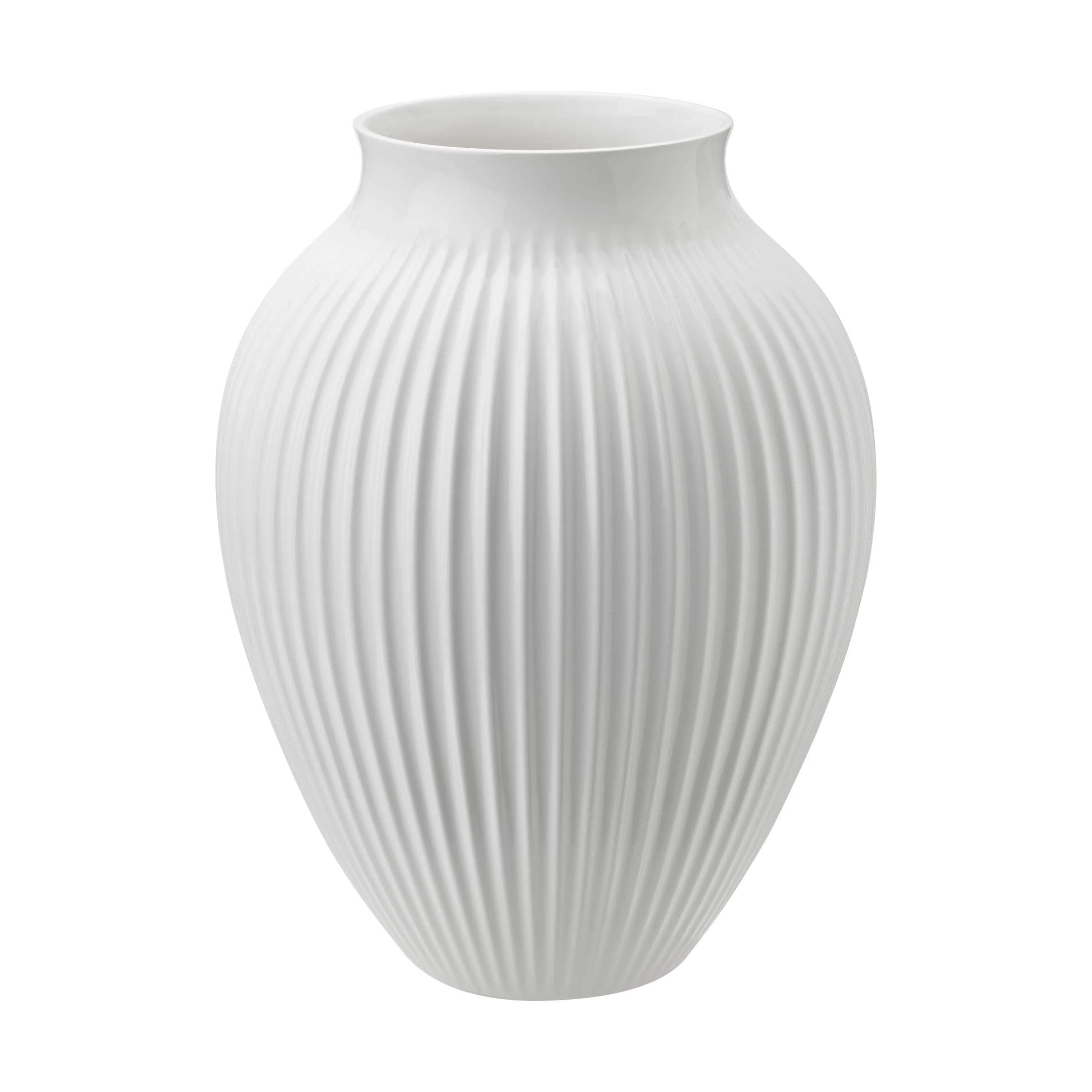 Riller Vase, hvid riller, large