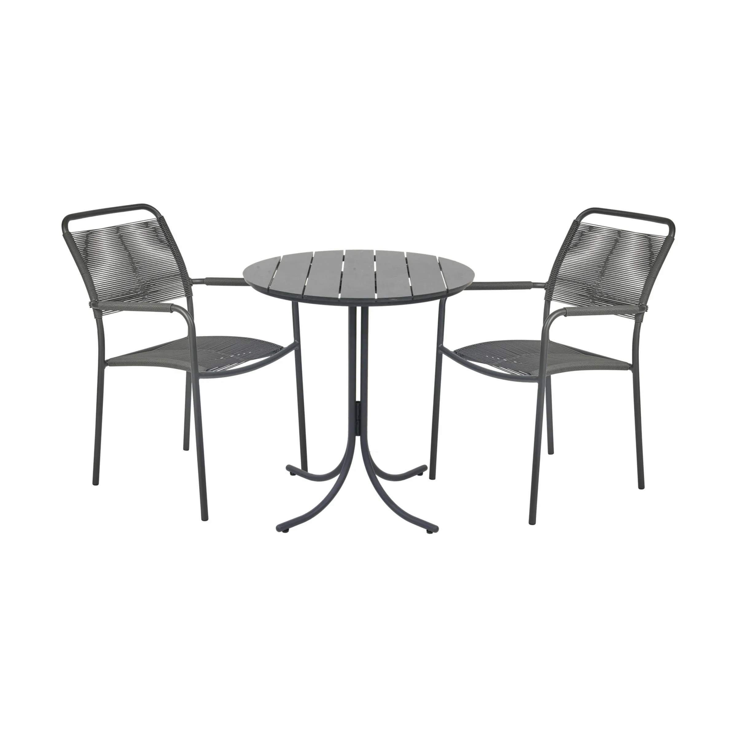 Pure Cafésæt - 1 bord og 2 stole, antracit, large