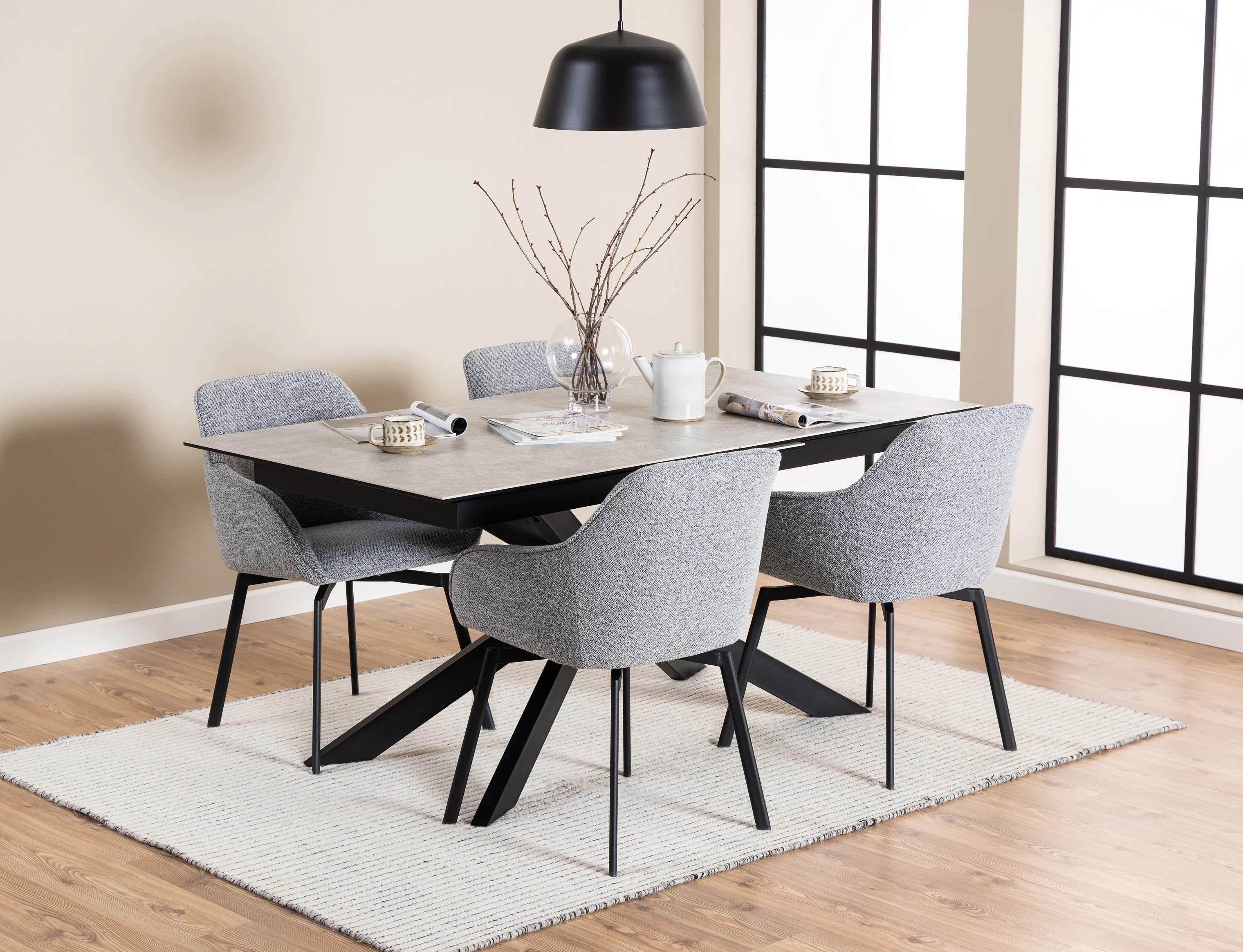CASA Living Spiseborde Irwine Spisebord i Grå, H76 x B210 x L90 cm, 2