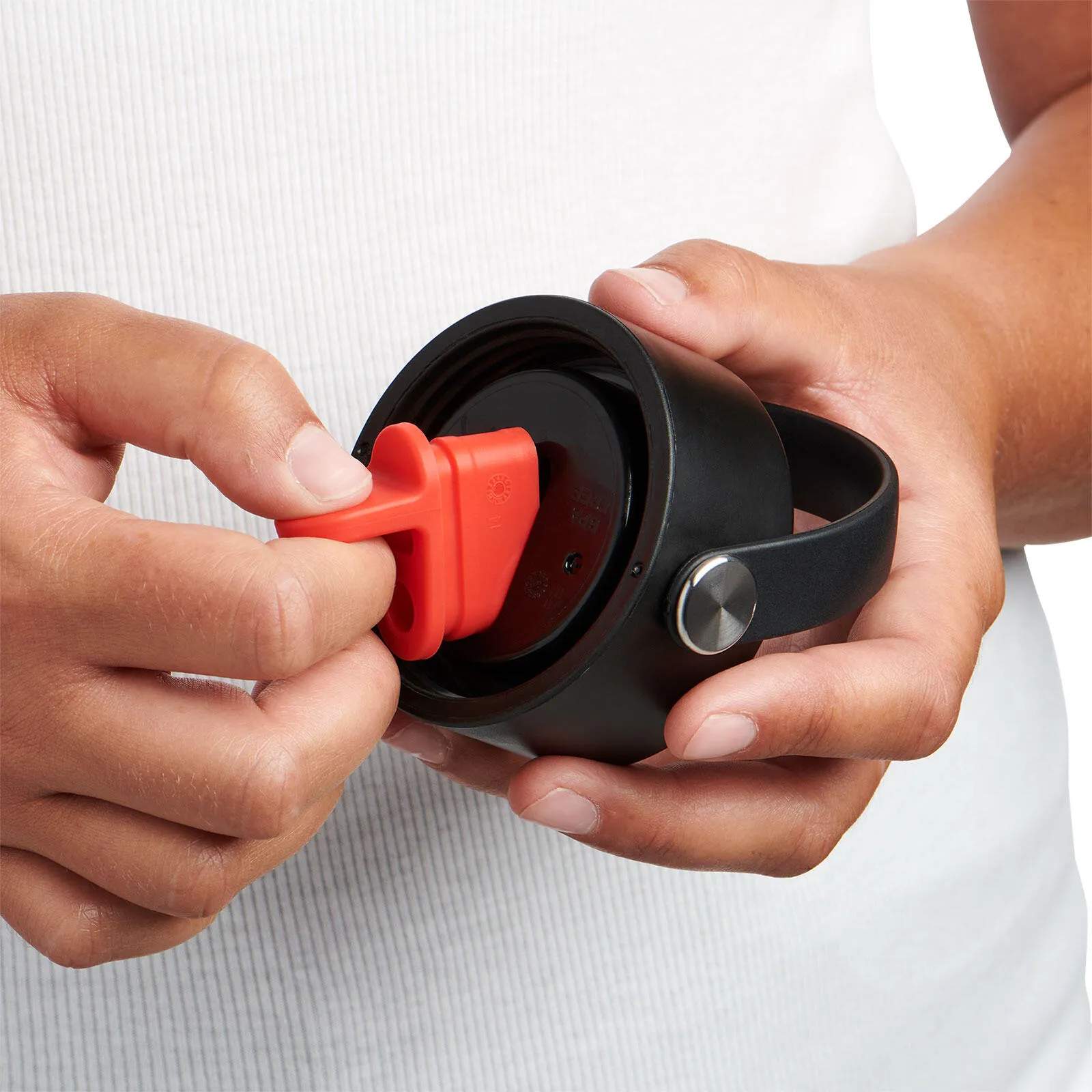 Hydro Flask To go kopper Wide Mouth Flex Straw Låg i Sort/rød/hvid, 2