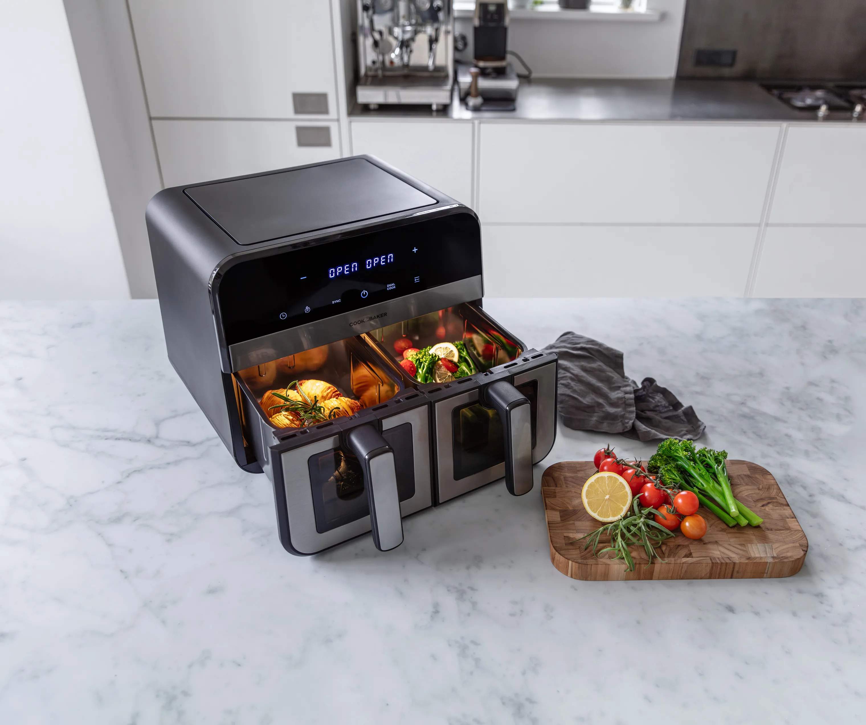 Cook & Baker Airfryers Dobbelt Airfryer i stål, 3