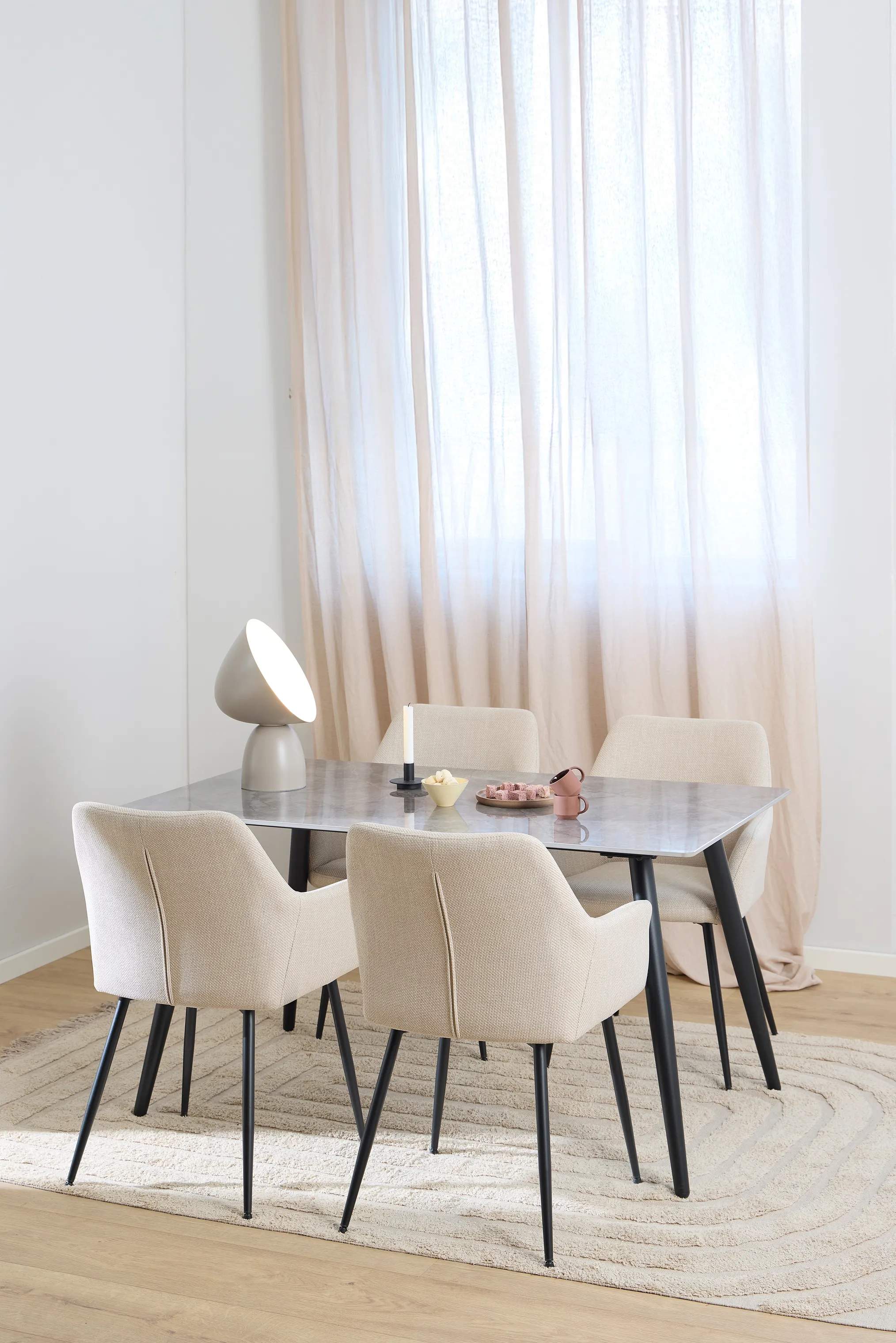CASA Living Spiseborde Wicklow Spisebordssæt - 5 dele i Grå/beige, 2